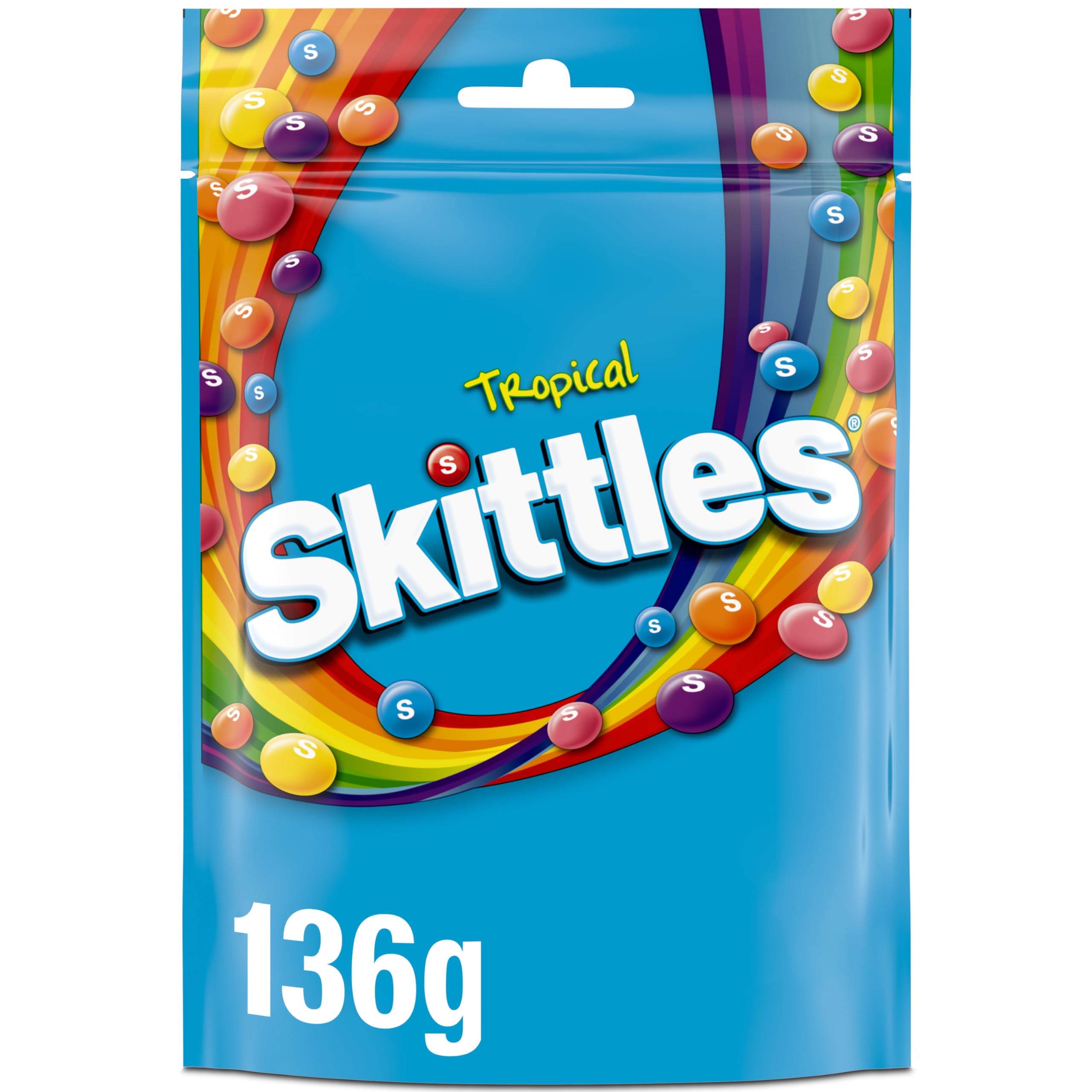 Skittles Tropical Fruit Chewy Sweets Vegan Pouch 136g