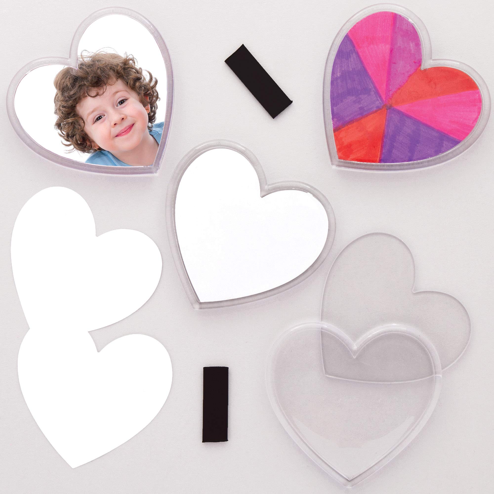 Baker Ross Heart Fridge Magnet Kits - Pack of 6 | Customizable Craft Project | Unisex