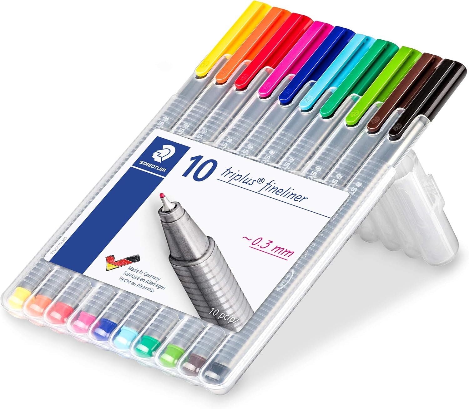 STAEDTLER 334 Triplus Fineliner Superfine Point Pens, 0.3 mm, Assorted Colours, Pack of 10 5