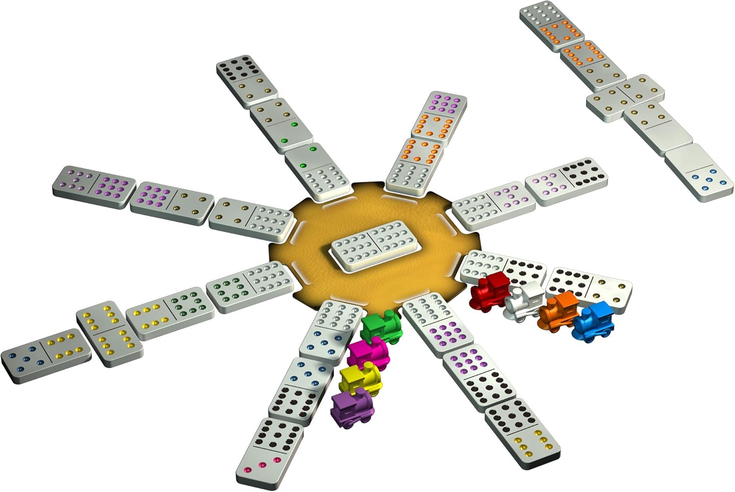Tactic Mexican Train Double-Twelve Domino Game Set with 91 Tiles and Train Station Hub 6