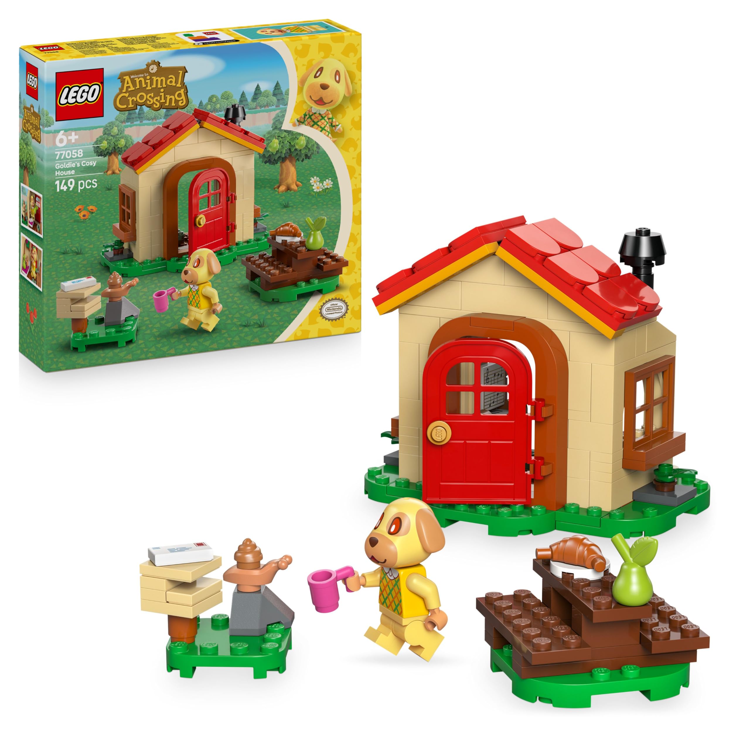 LEGO Animal Crossing Goldie's Cosy House Building Set - 149 Pieces with Minifigure, Piano & Picnic Table