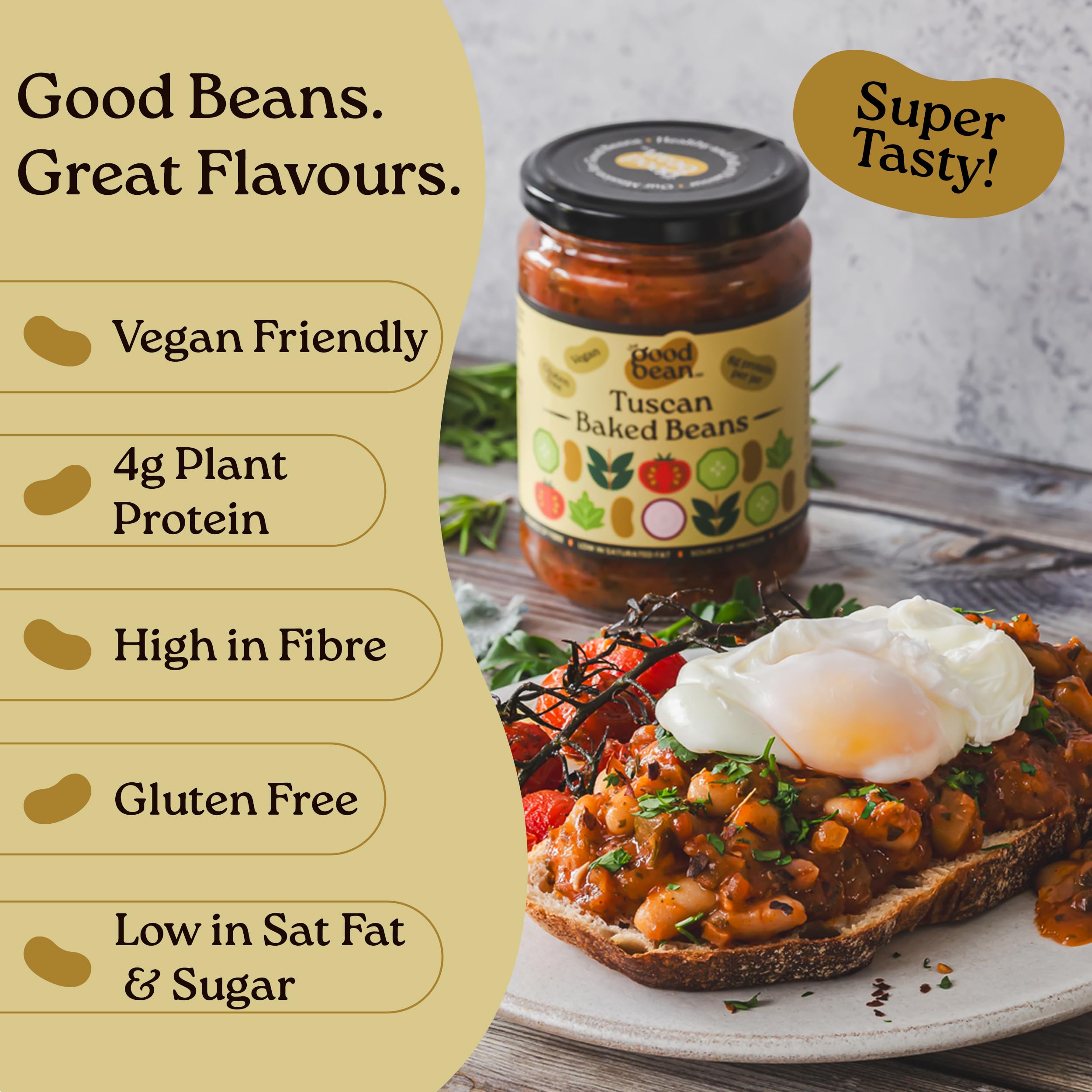 The Good Bean Co - Tuscan Baked Beans Cannellini Beans in Tomato Sauce 350g 4