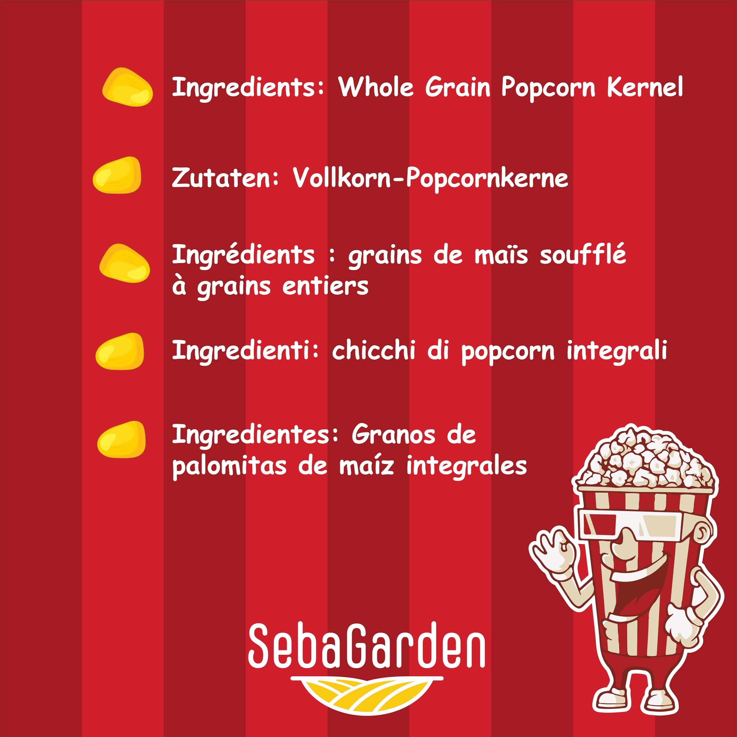 Seba Garden Popping Corn Kernels - GMO Free, Resealable Bag | 1 kg (Pack of 2) 5