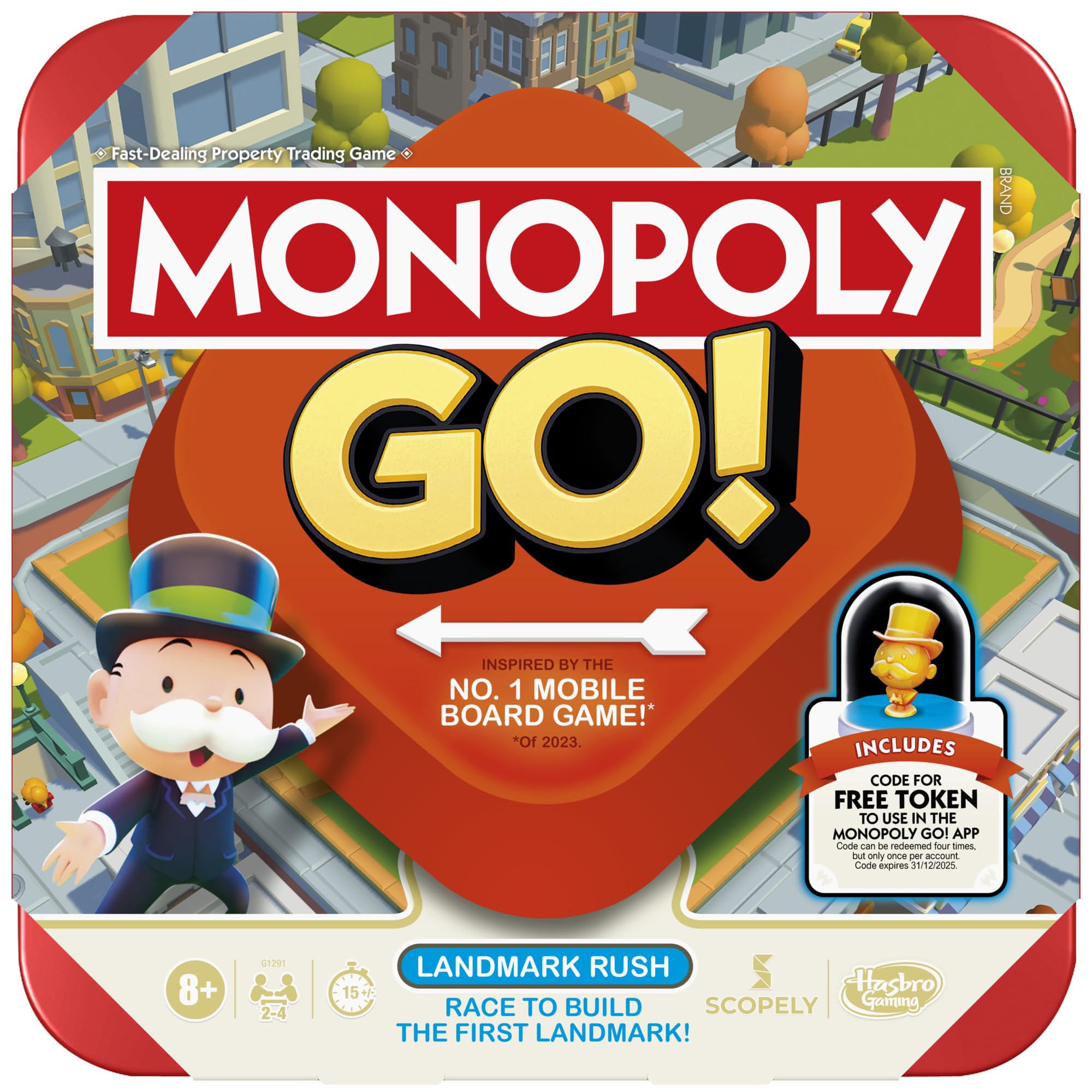 Monopoly GO! Strategy Board Game - For 2-4 Players, Ages 8+, 15 Minute Playtime