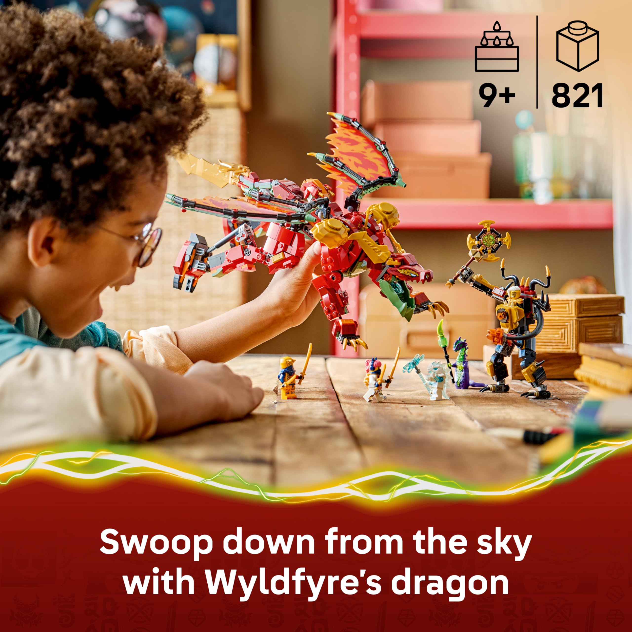LEGO NINJAGO Wyldfyre's Transforming Dragon Mech Toy - 2-in-1 Action Figure Building Set for Ages 9+ 2