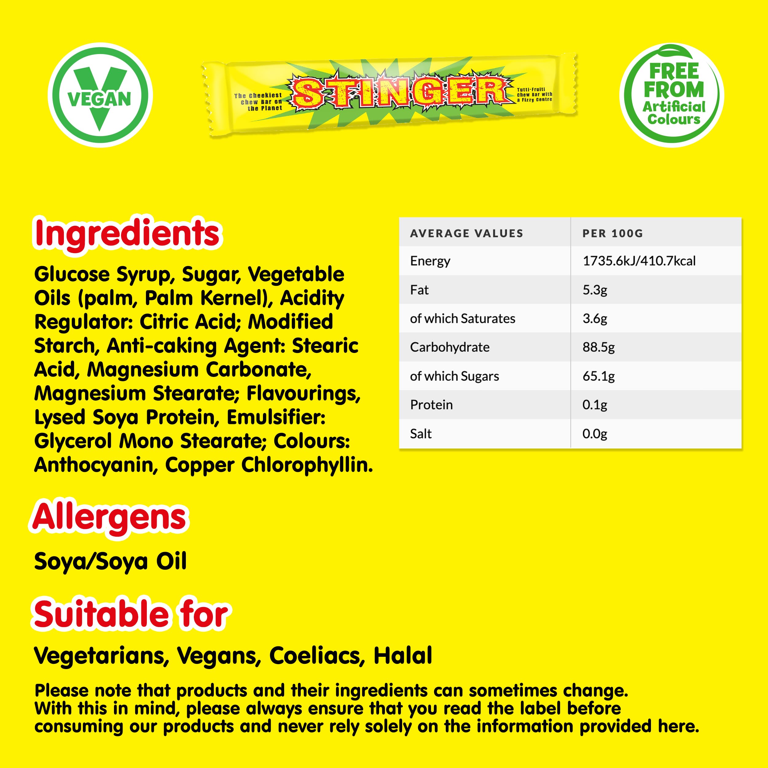 Swizzels Stinger Tutti Frutti Chew Bar Sweets - Vegan Chewy Candy with Fizzy Centre (60 Pack) 4