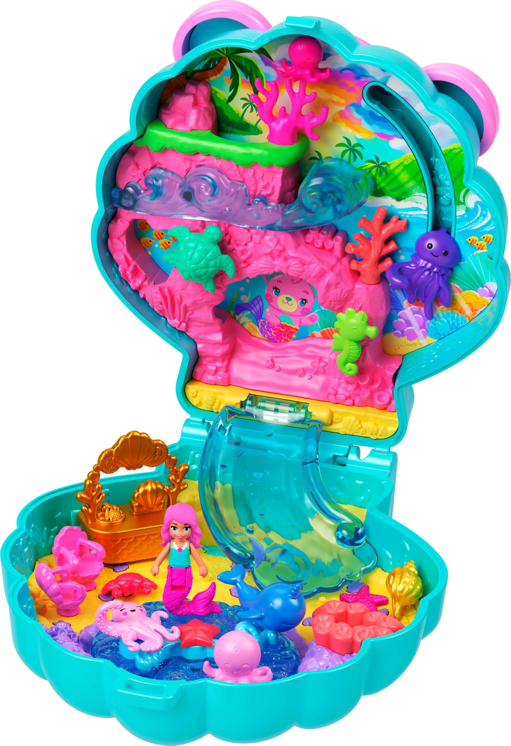 Polly Pocket Glitter Island Compact Playset - Mermaid Adventure with 11 Accessories 5
