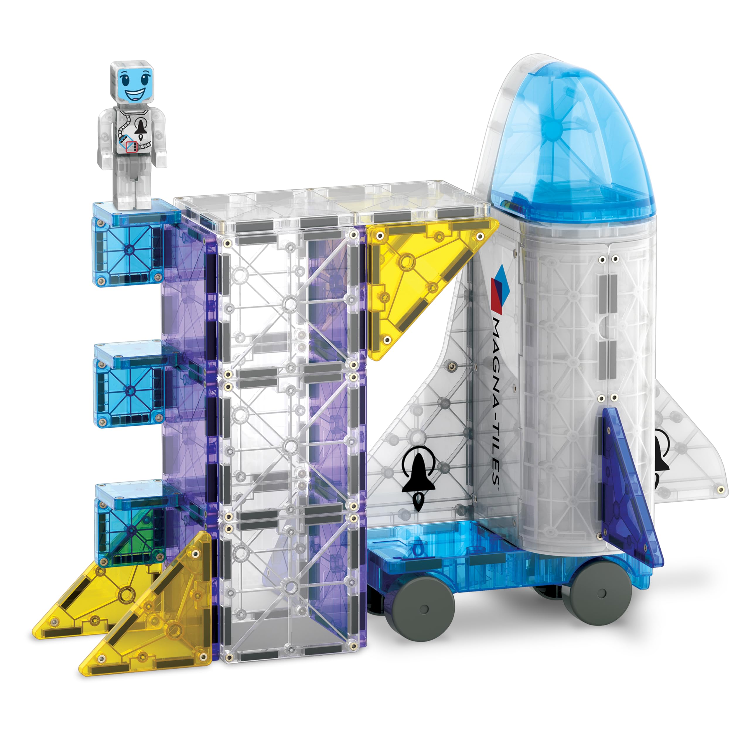 Magna-Tiles Space 32-Piece Magnetic Construction Set - Space Shuttle with Storage, Ages 3+ 5