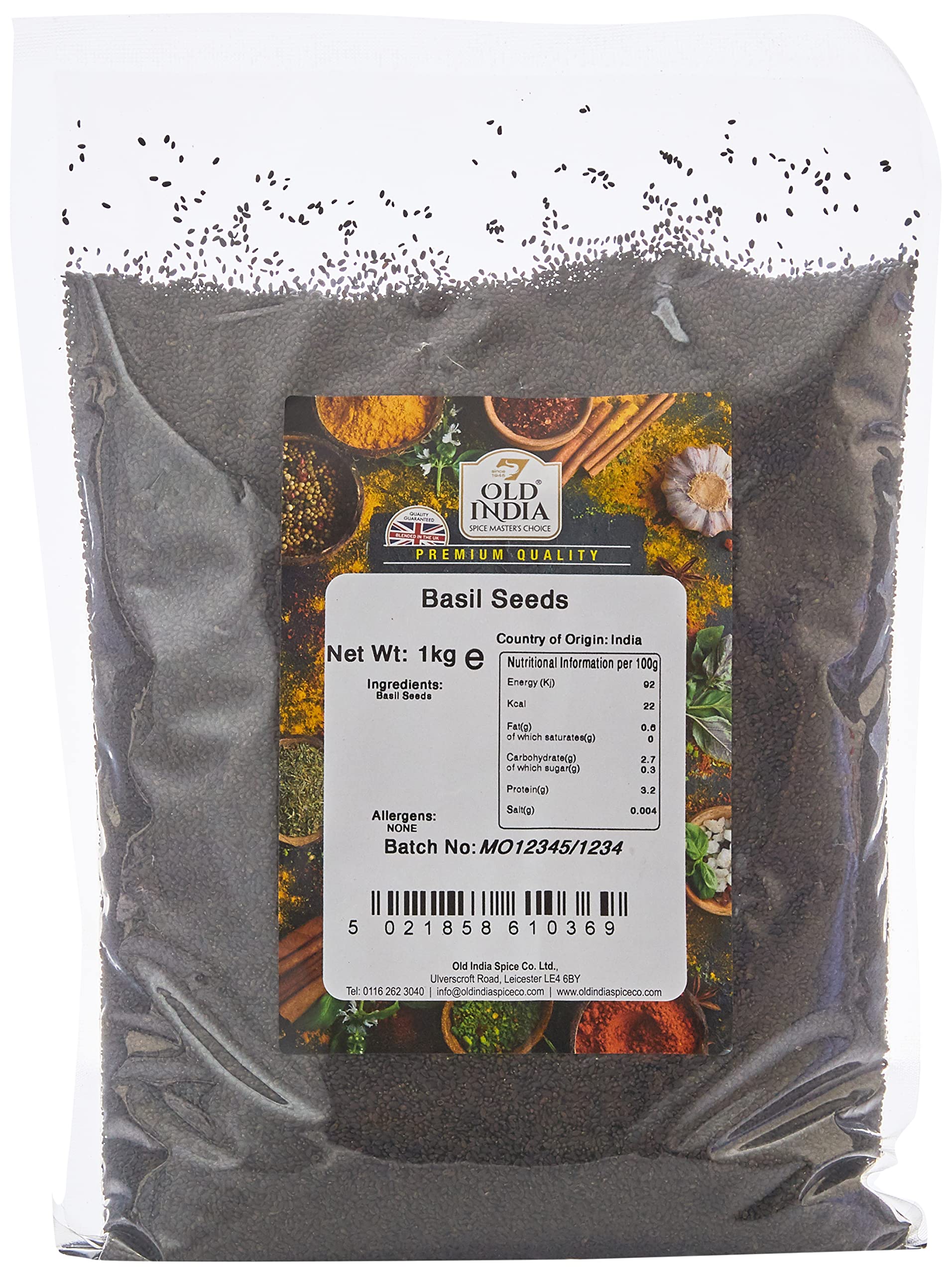 Old India Basil Seeds - 1kg Natural, Additive & GMO Free Seeds