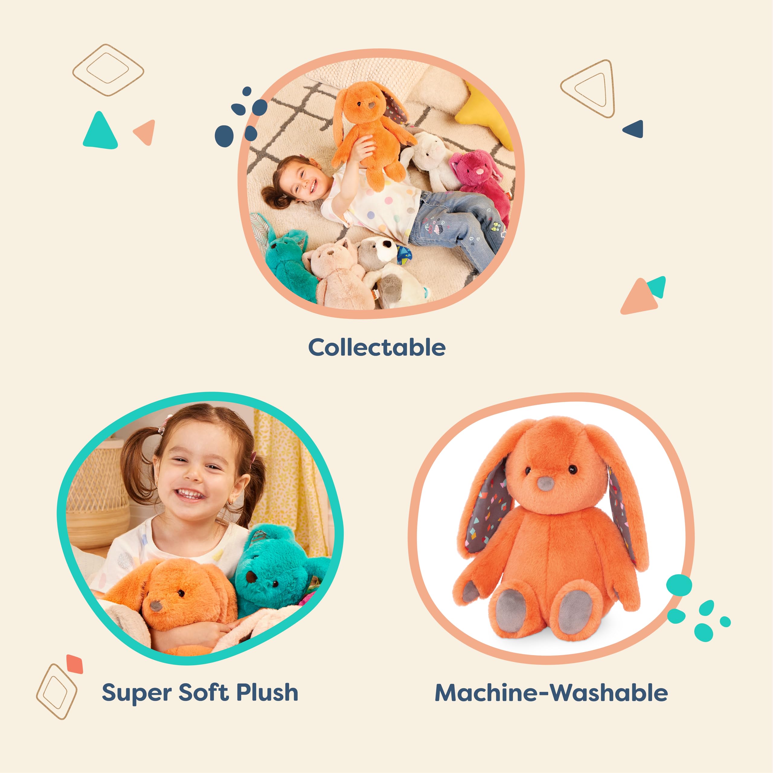 B. Toys Plush Bunny - Super Soft Stuffed Animal - Coral Orange - 0 Months+ 6