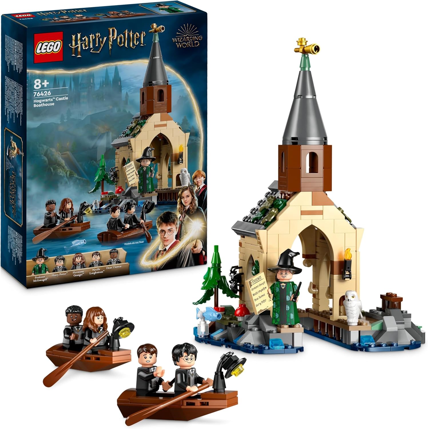 LEGO Harry Potter Hogwarts Castle Boathouse Set with 2 Boat Toys - 350-Piece Building Set for Ages 8+
