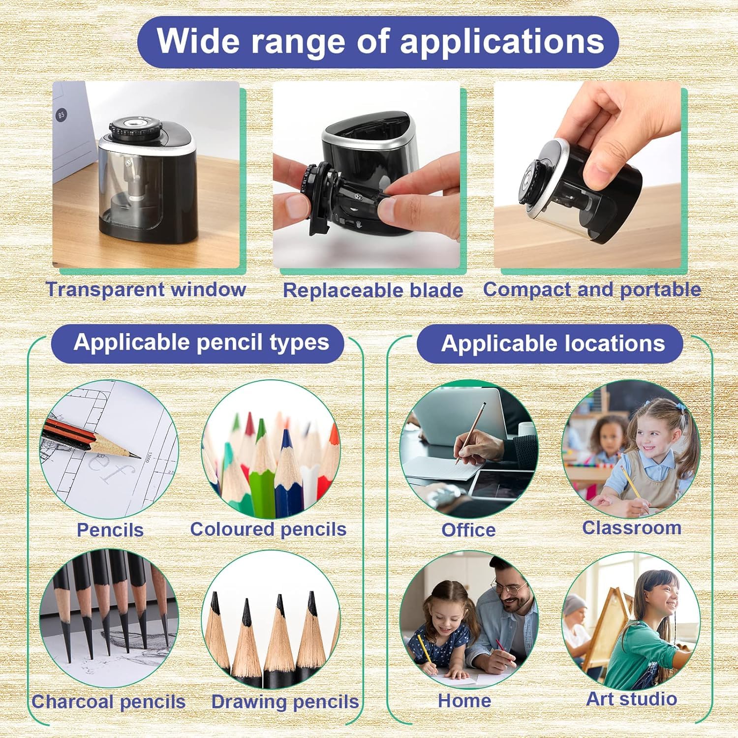 elzle Electric Pencil Sharpener - Dual Mode (Electric/Manual) | Fast 3-5 Sec Sharpening | Black 5