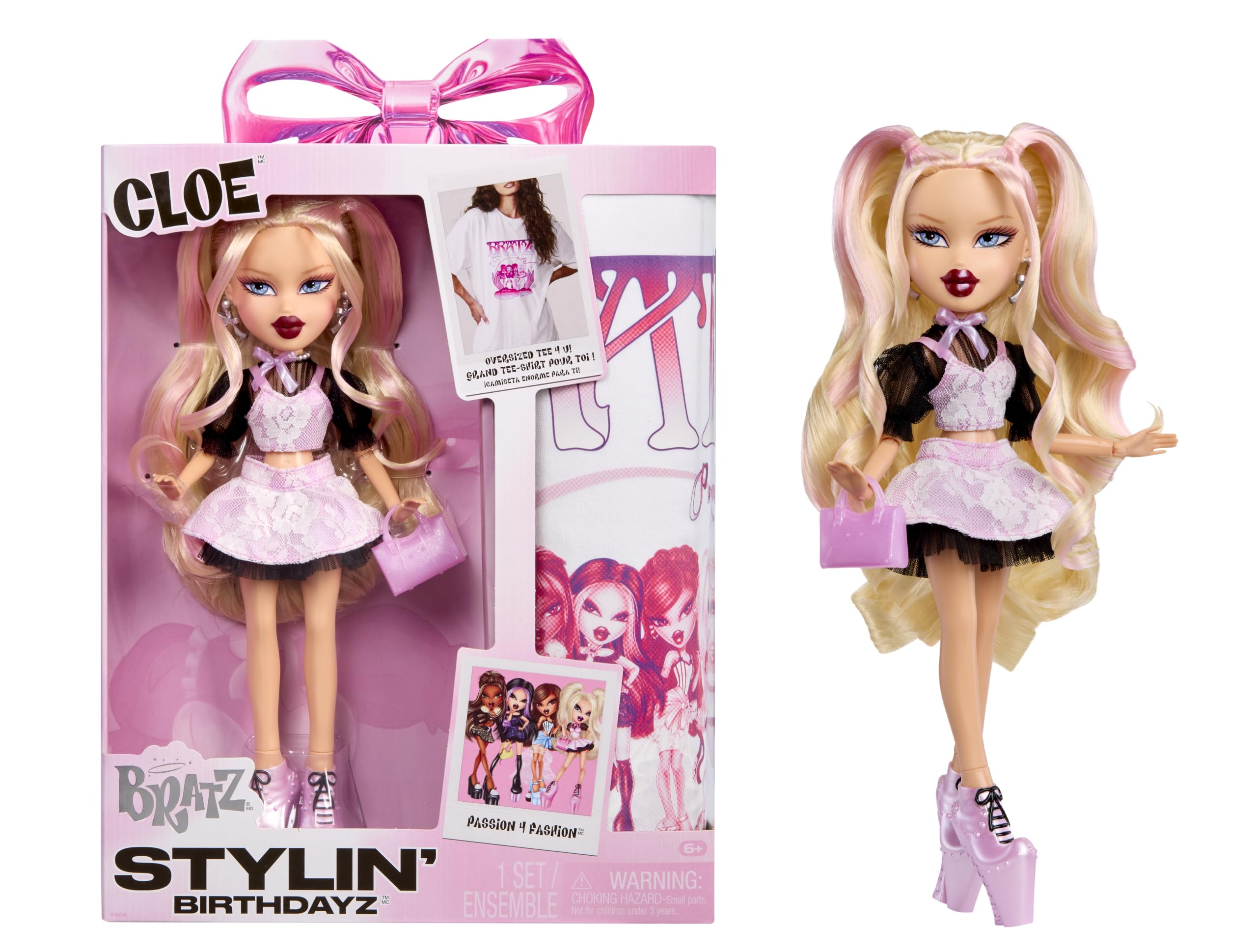 Bratz Stylin’ Birthdayz Cloe Doll - Includes Adult Unisex XL T-Shirt | Ages 7+