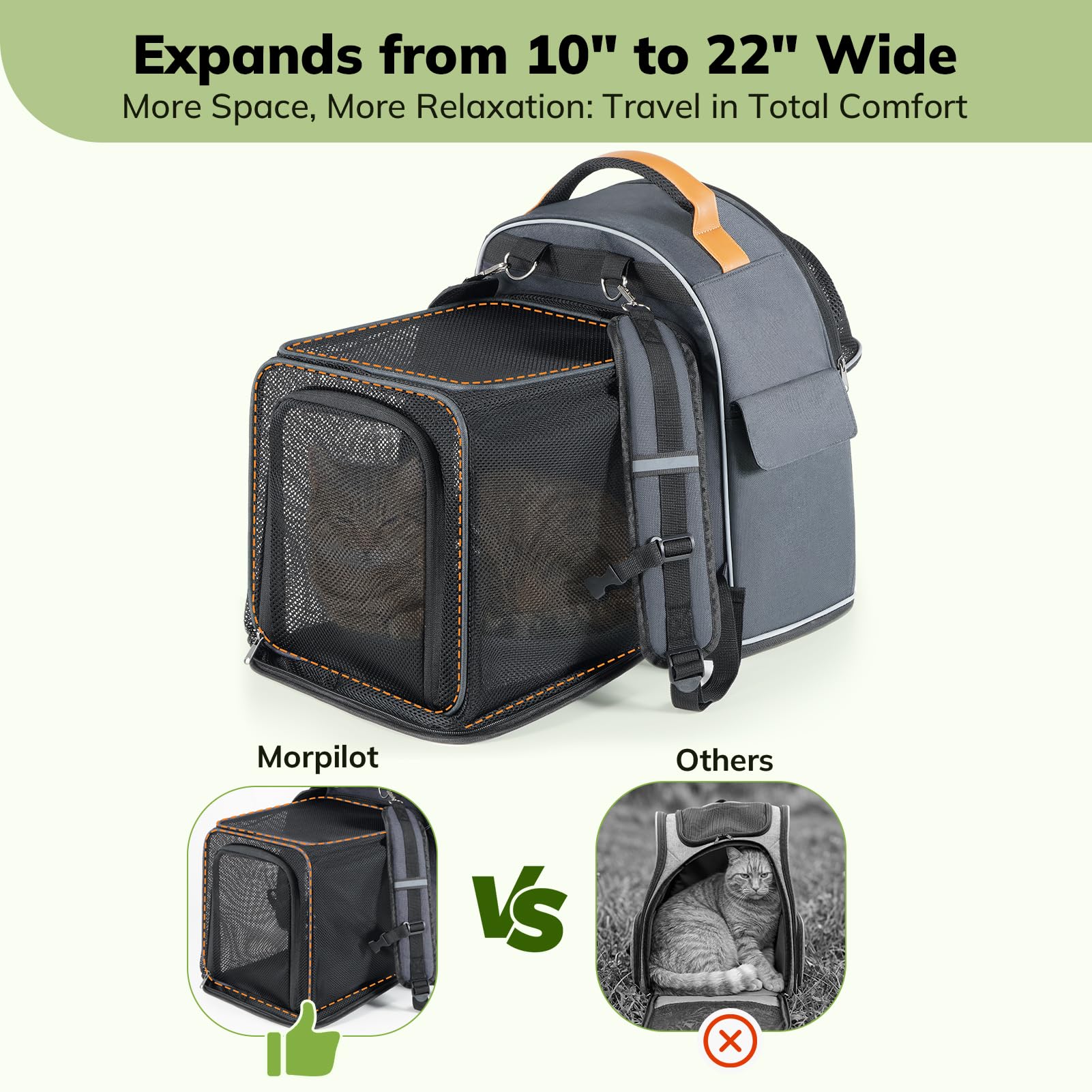 Morpilot Interactive Dual-Use Pet Backpack Carrier with Expandable Bed & Top Window | Supports up to 11.3kg 8