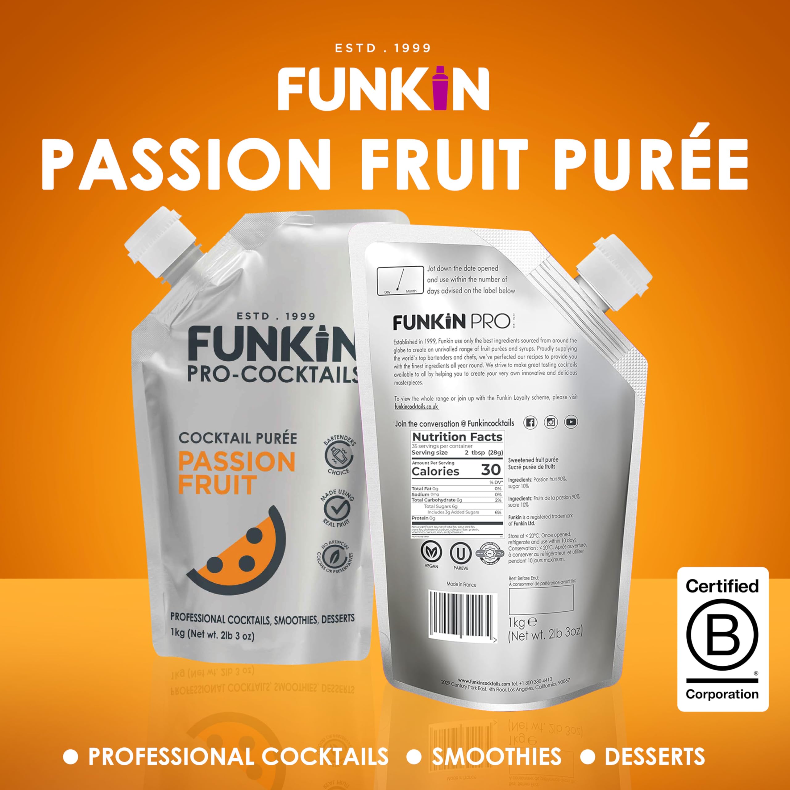 Funkin Passion Fruit Puree Cocktail Mixer 1kg | Made with Real Passionfruit | Natural Ingredients 8