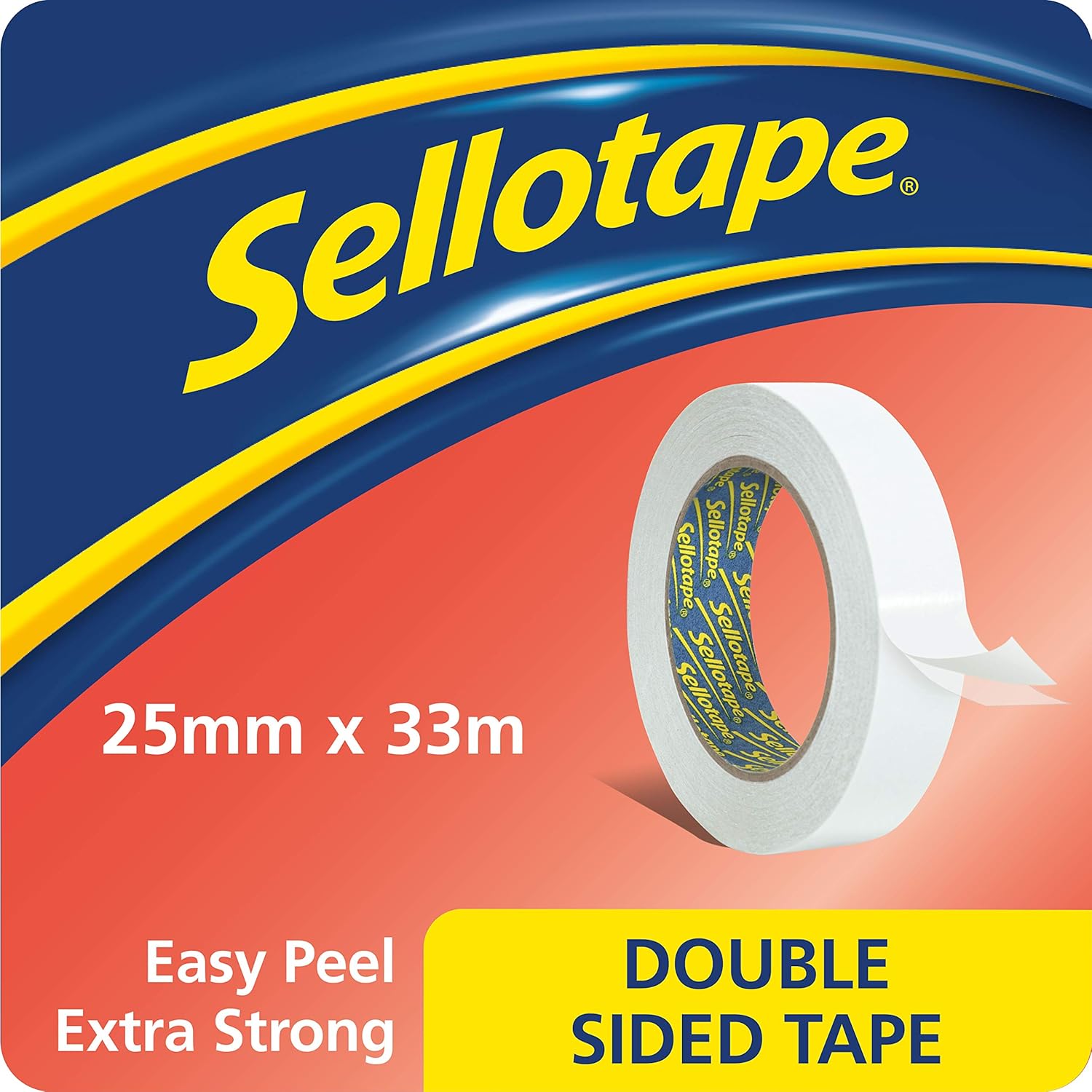 Sellotape Double Sided Tape, Strong Double Sided Tape for Everyday Use, Mounting, Arts & Crafts, Easy to Use Double Sided Sticky Tape with Solid Grip & Easy Peel, 25mmx33m 1