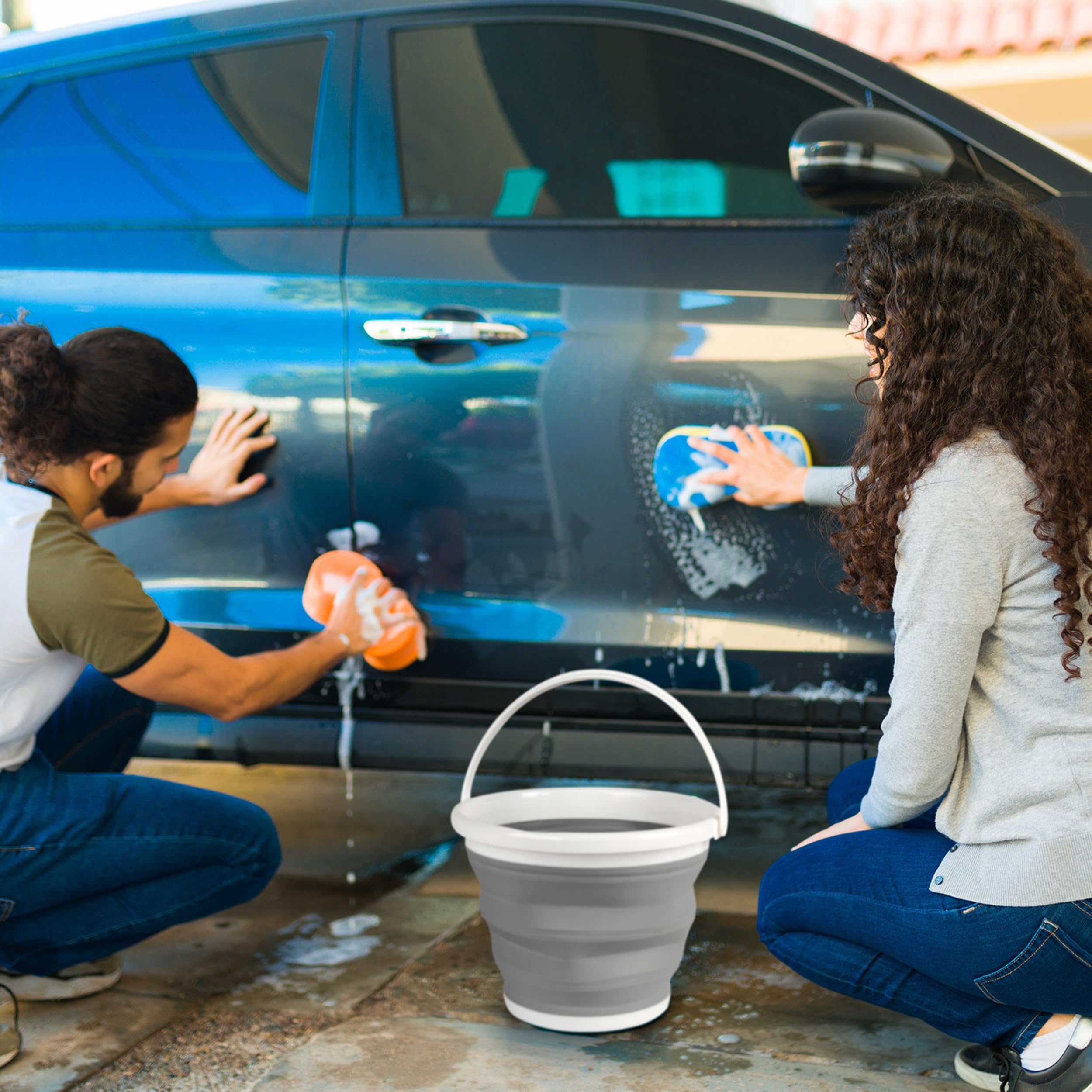 Beldray - Collapsible Bucket 10 Litre Foldable Storage Bucket Grey 13