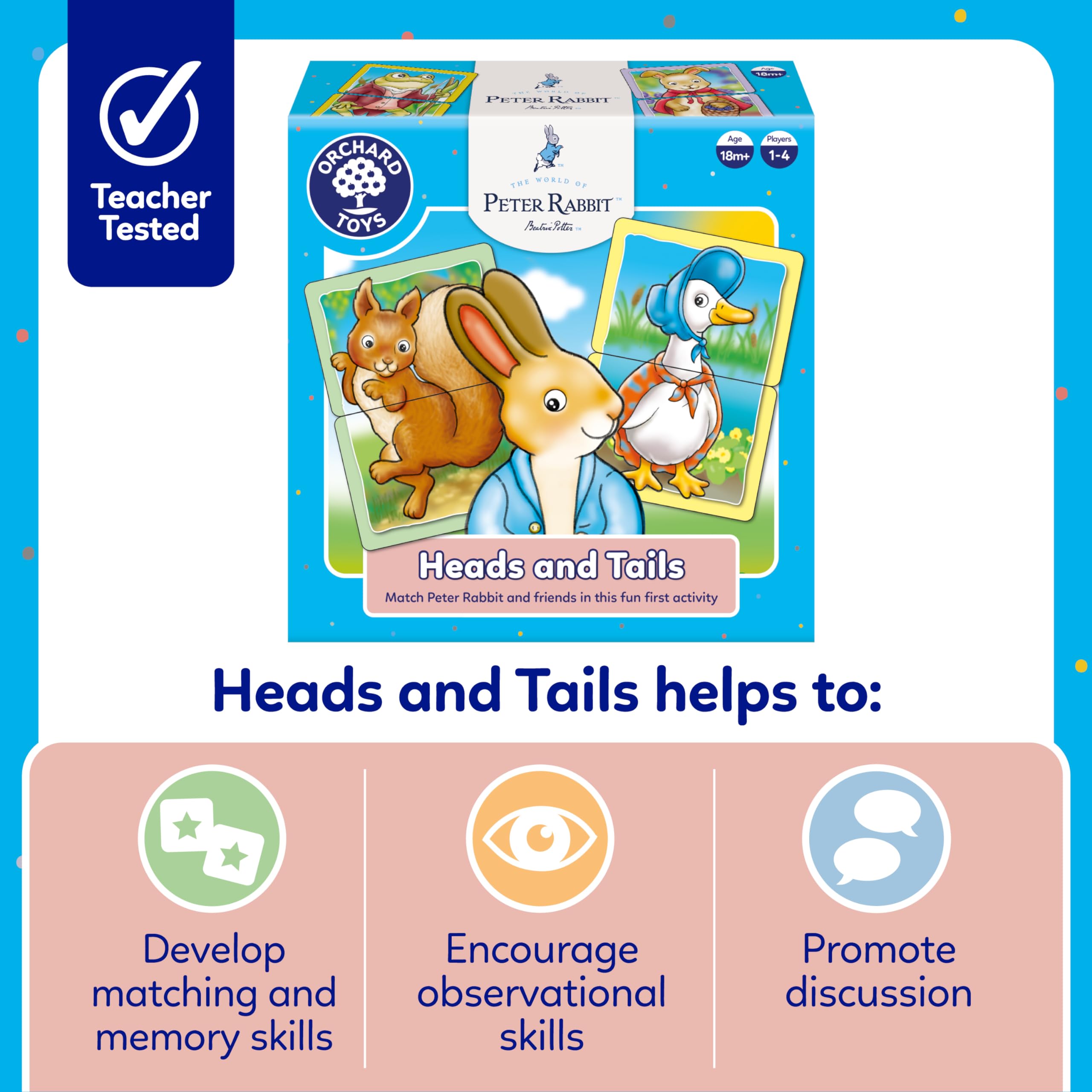 Orchard Toys Peter Rabbit Heads and Tails Game - Matching Pairs and Memory Card Game for Toddlers 18 Months+ 3