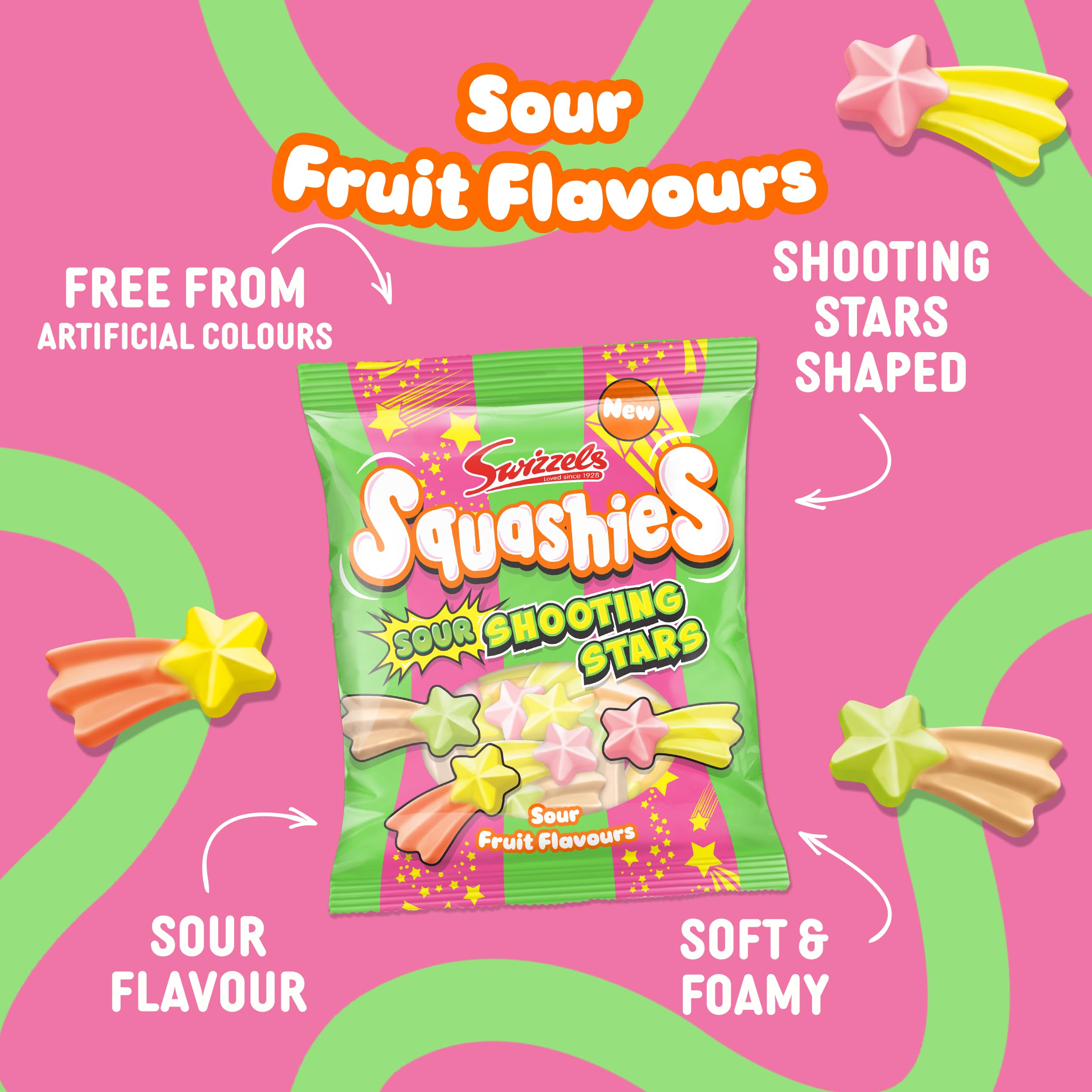 Swizzels Squashies Sour Stars 100g - Sour Chewy Sweets in Star Shapes 3