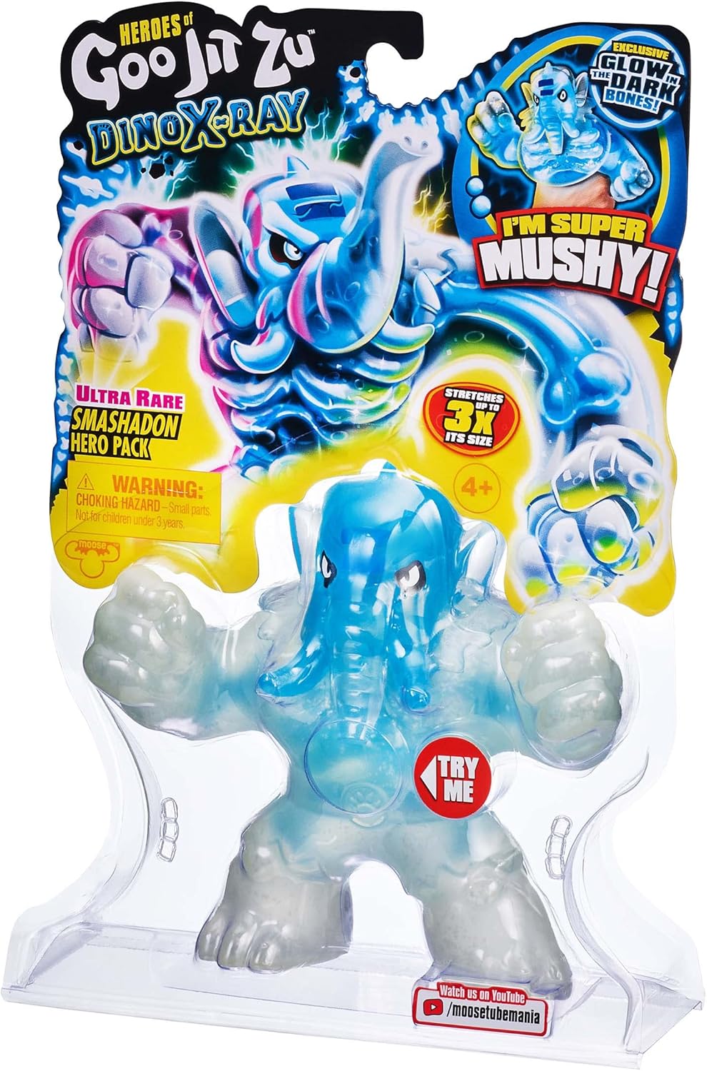 Heroes of Goo Jit Zu Dino X-Ray Smashadon - Glow-in-the-Dark Squishy Dinosaur Action Figure