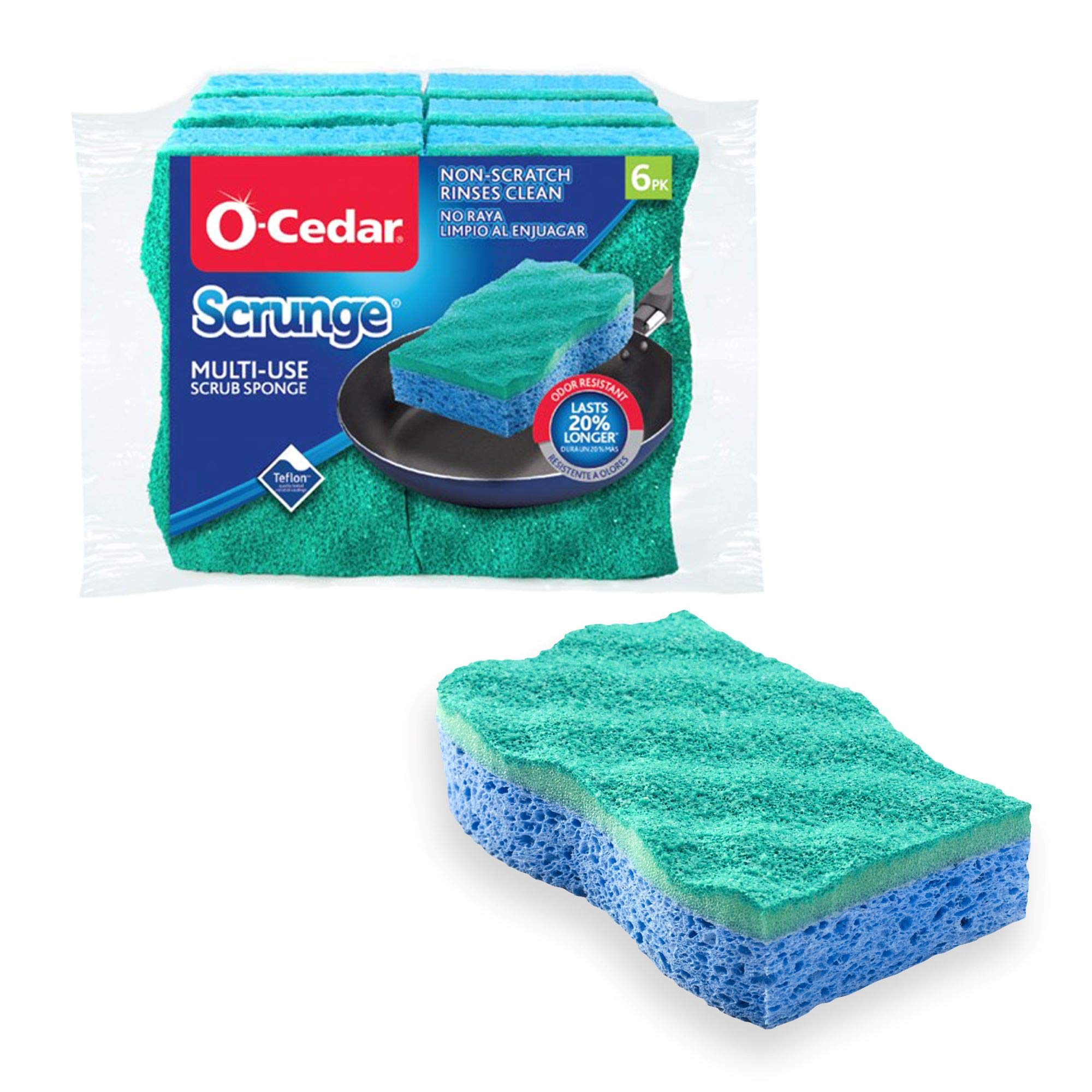 O-Cedar Scrunge Multi-Use Non-Scratch Scrub Sponge (Pack of 6)