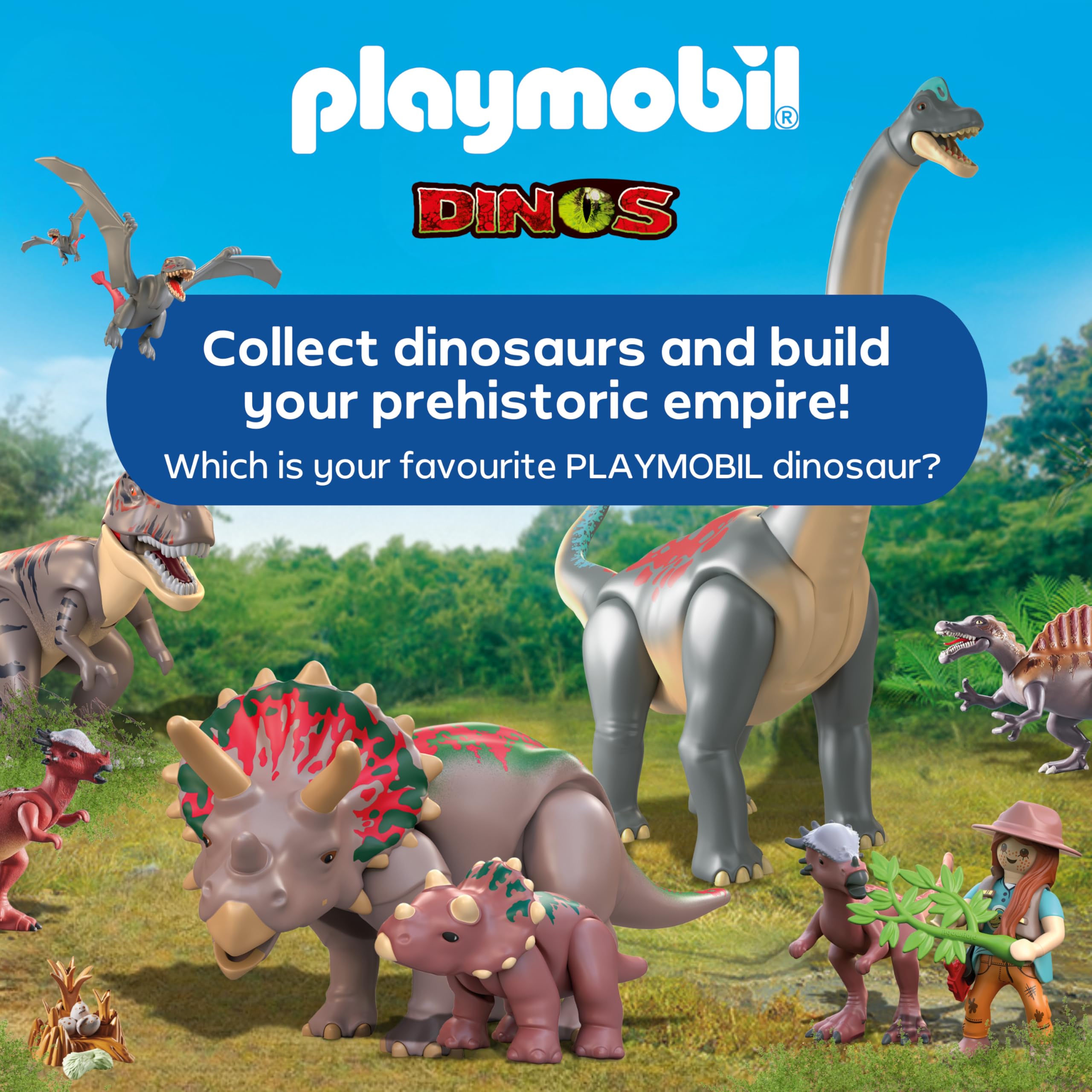 Playmobil Dinos Triceratops with Baby Playset - Educational Dinosaur Action Figures for Kids 5