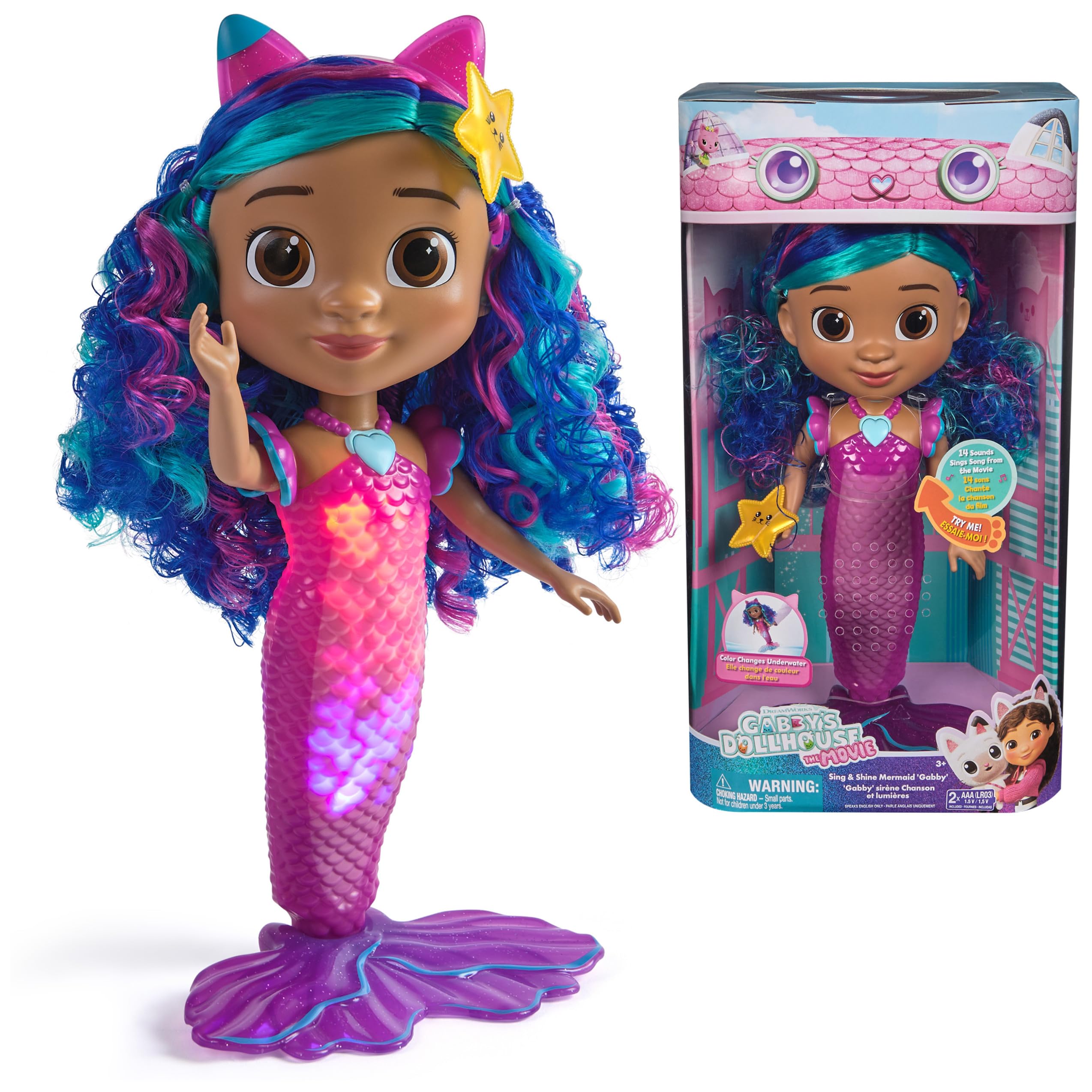 Mermaid Gabby Doll - Light-Up Heart & Color-Changing Tail for Kids 3+