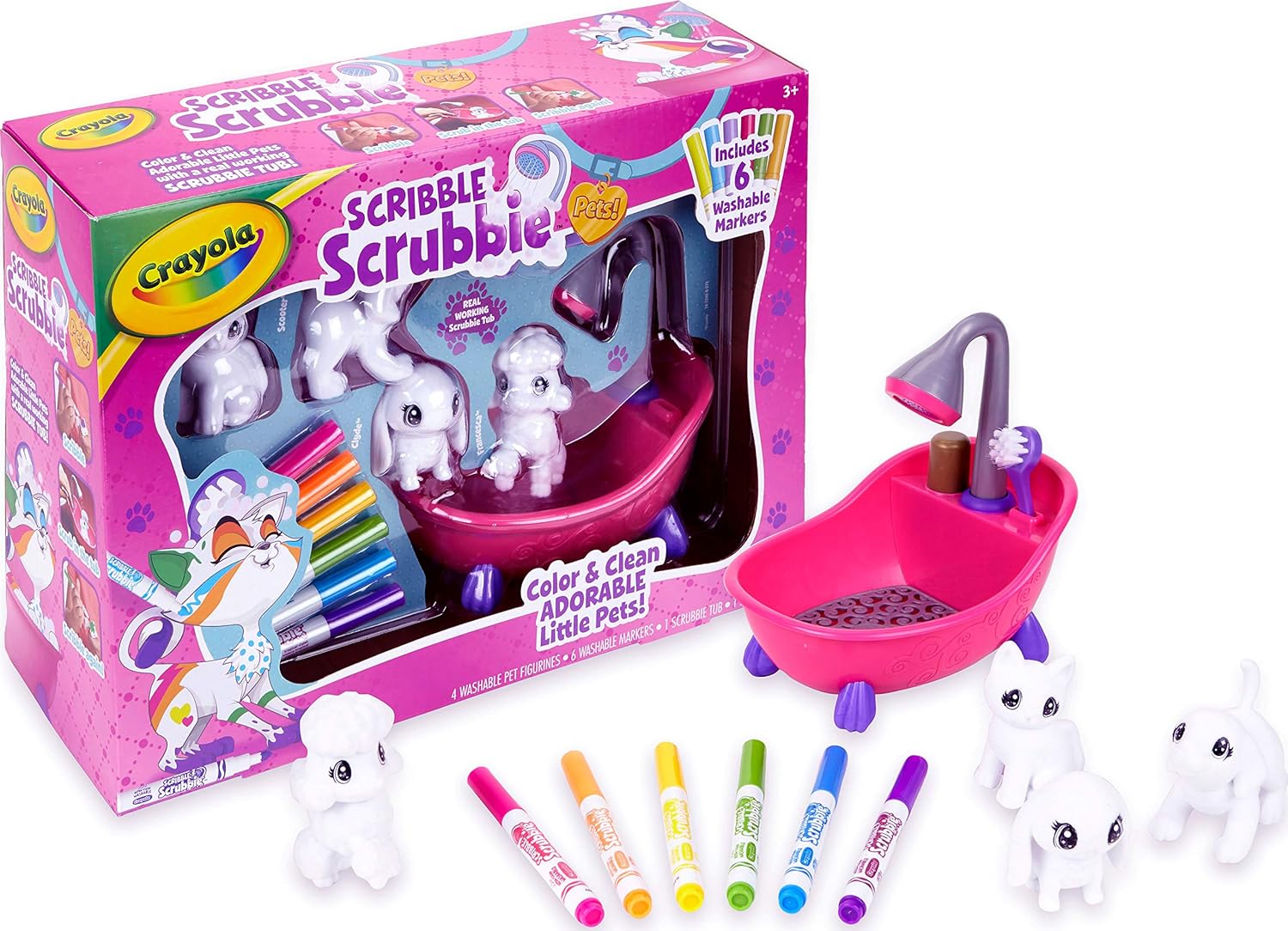 Crayola Washimals Pets Playset - Color, Wash & Reuse Creative Craft Kit for Kids