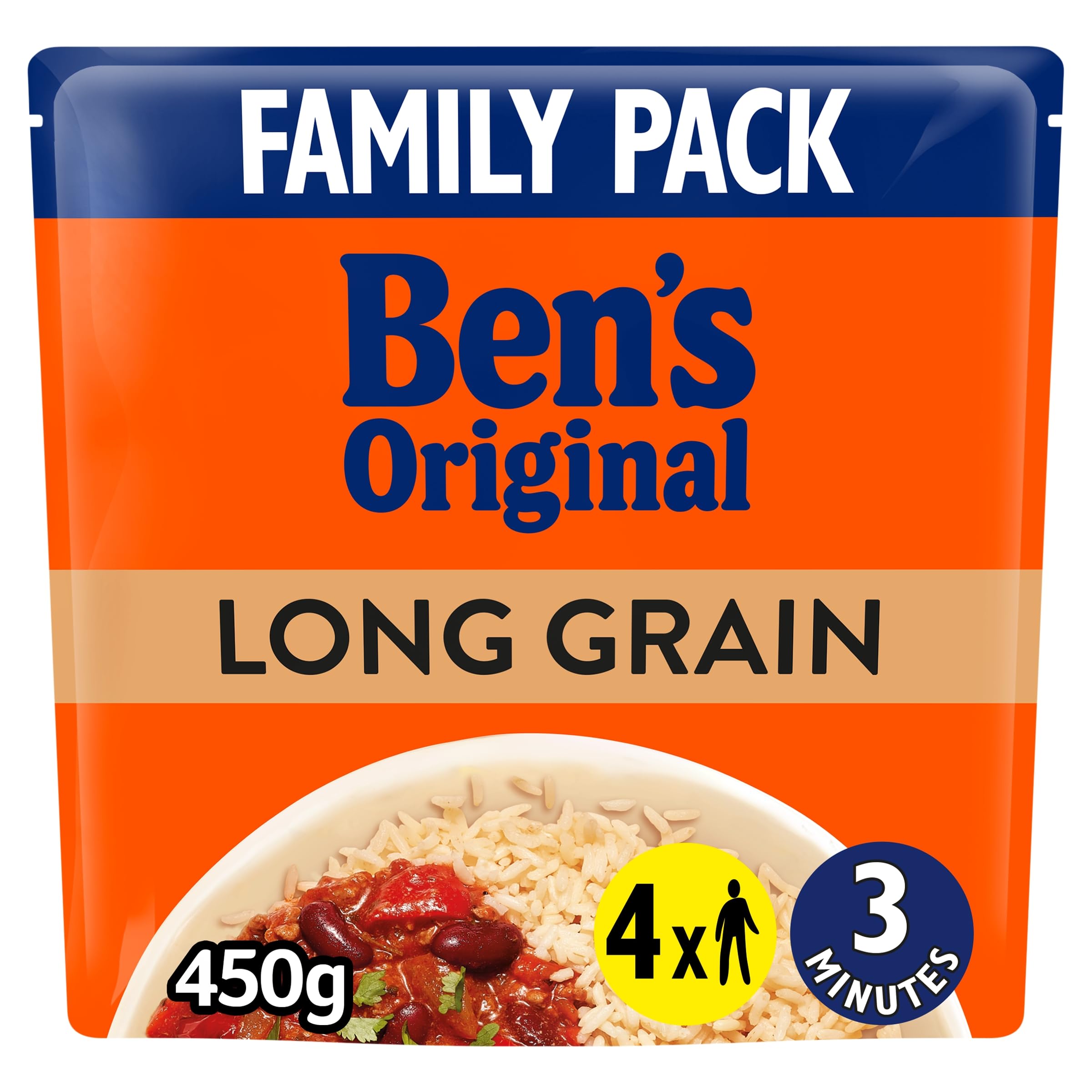 Ben's Original Long Grain Microwave Rice Pouch Family Pack 450g