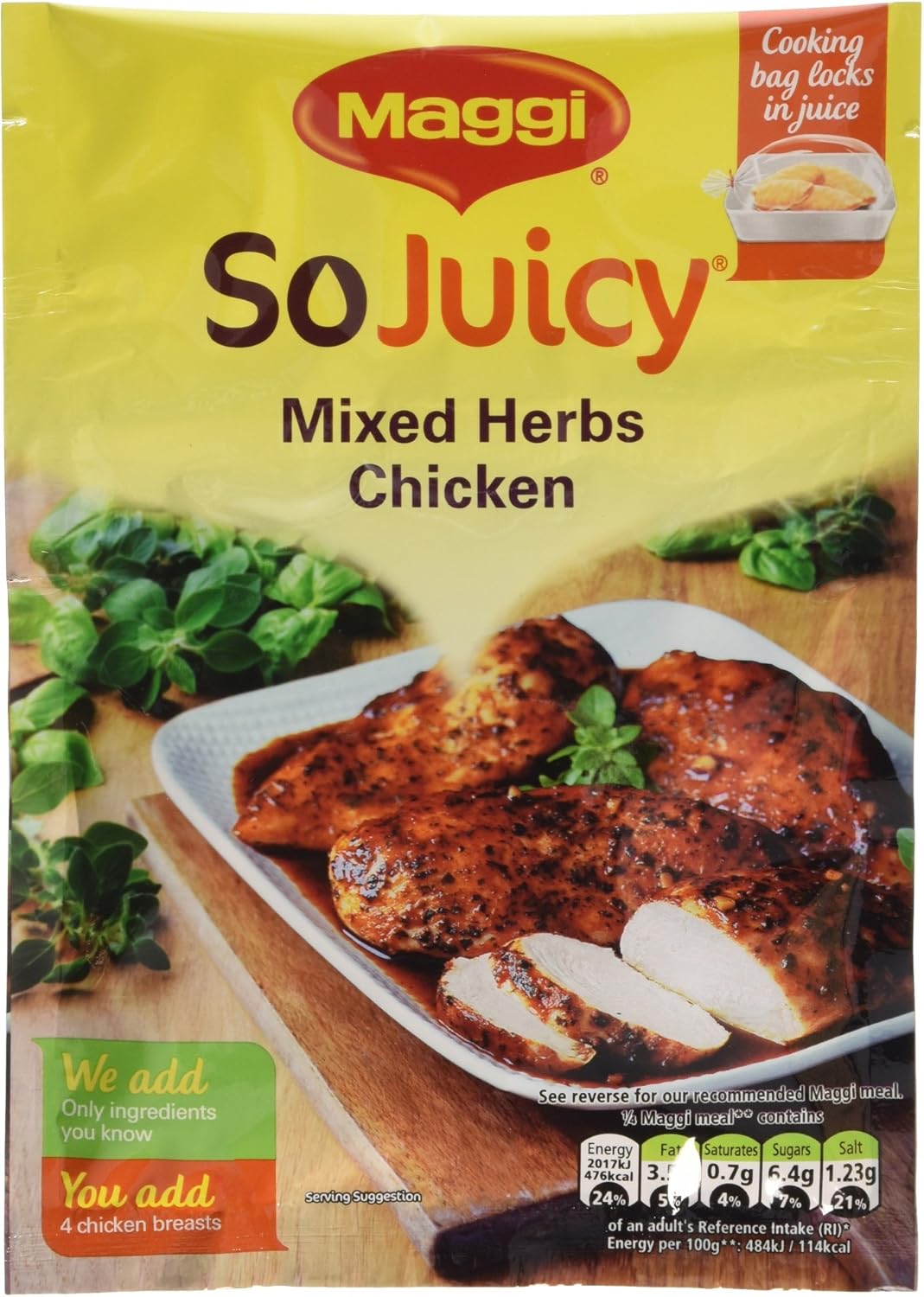 MAGGI So Juicy Mixed Herbs Chicken Seasoning with Cooking Bag, 30g