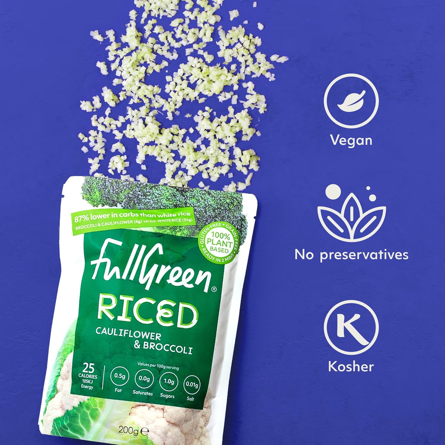 Fullgreen - Riced Broccoli & Cauliflower Plant-Based Low-Carb Rice Alternative 8