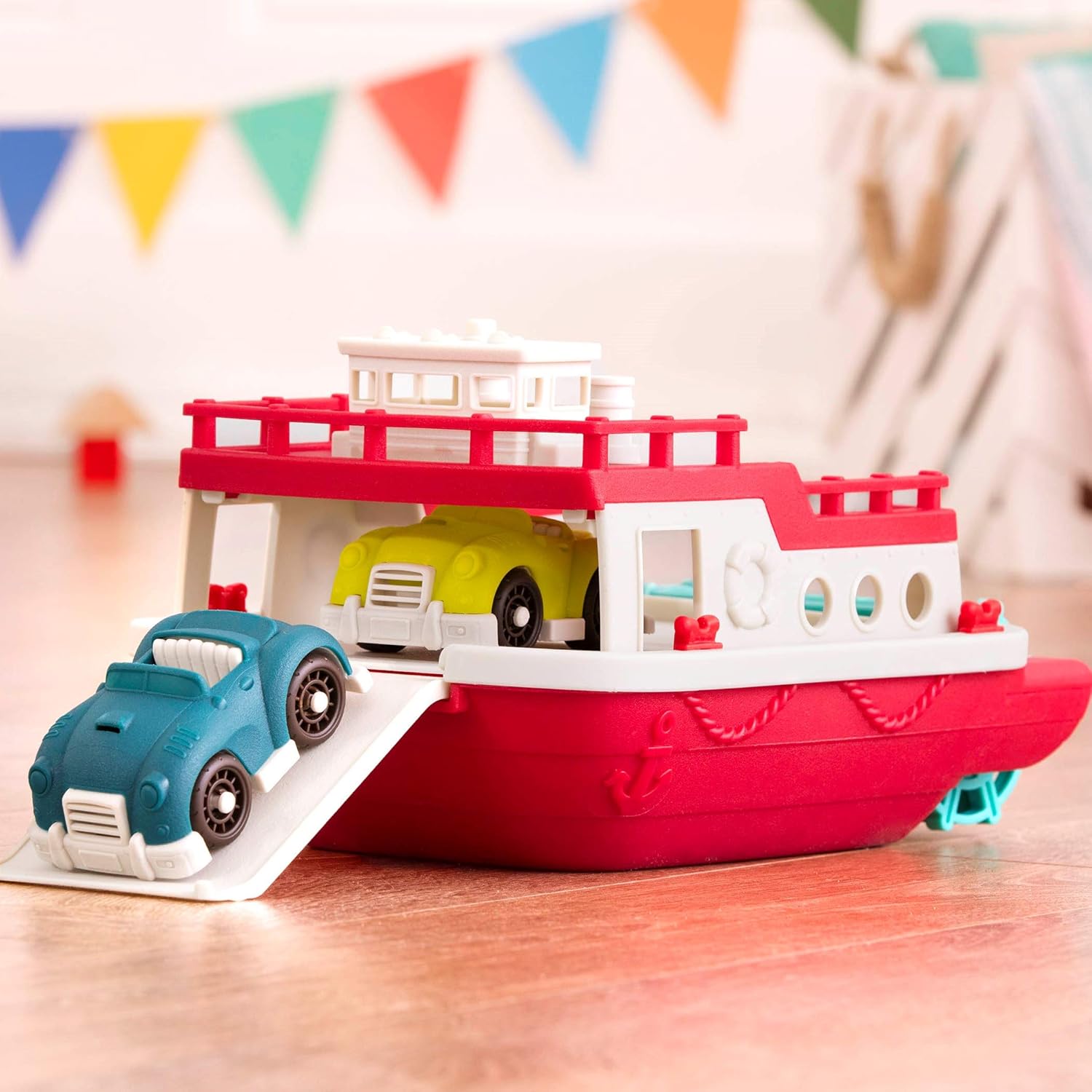 Wonder Wheels by Battat VE1059Z Ferry Floating Bath Toy Boat with Cars - Floating Playset for Toddlers 12 Months and Up 9
