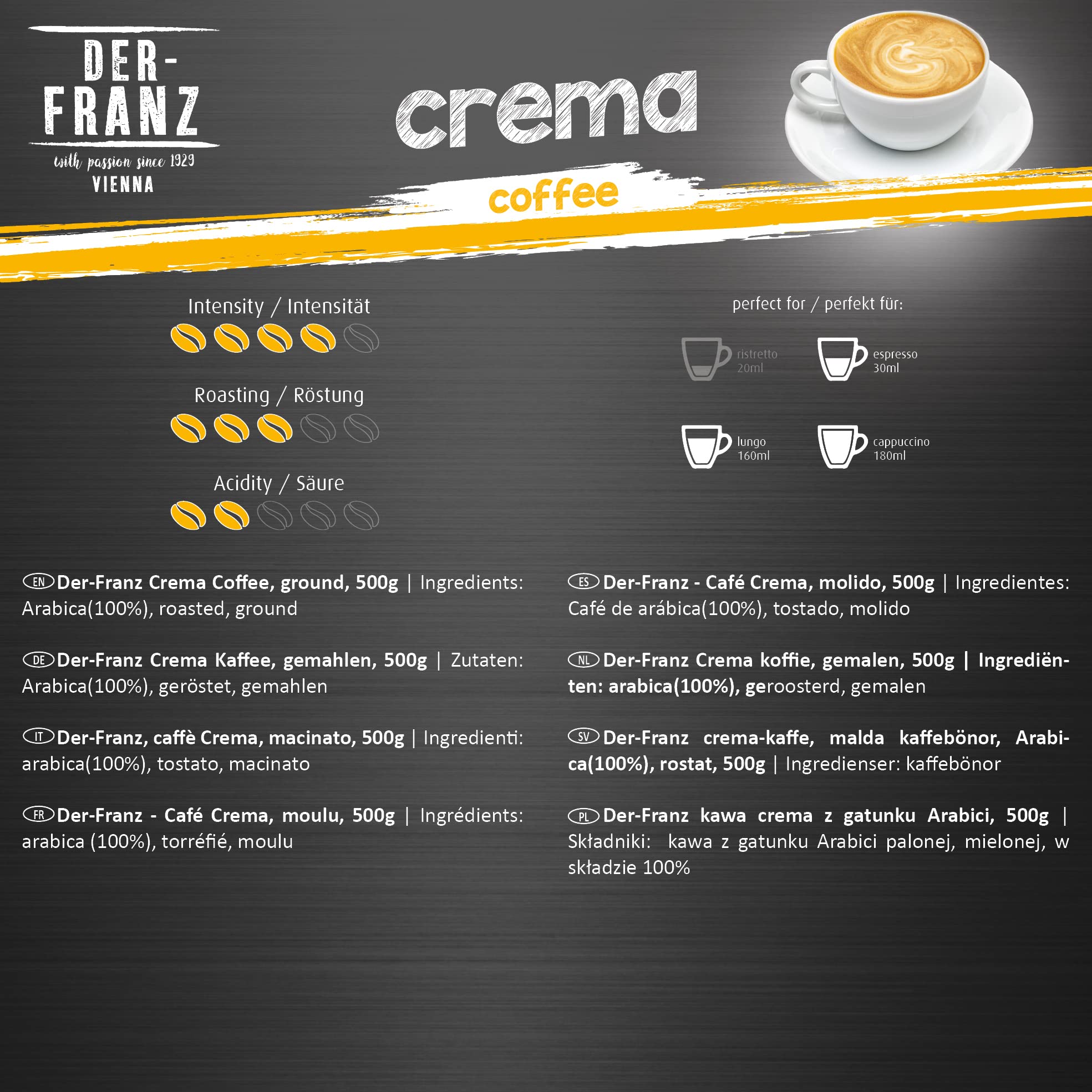 Der-Franz Crema Coffee, Ground, 2 x 500 g 6