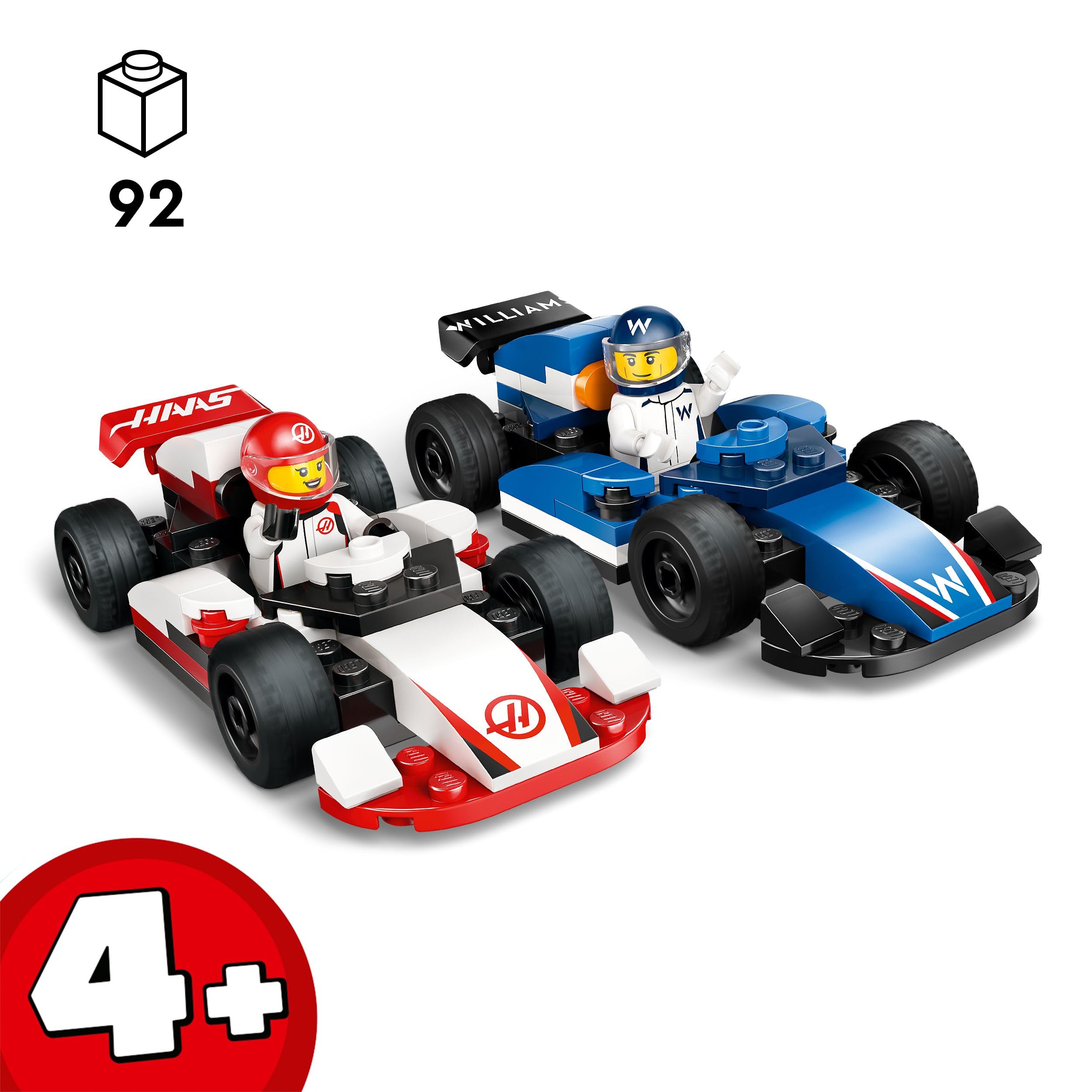 LEGO City F1 Williams Racing & Haas F1 Race Cars - Toy Formula 1 Building Set for Kids 4+ 6