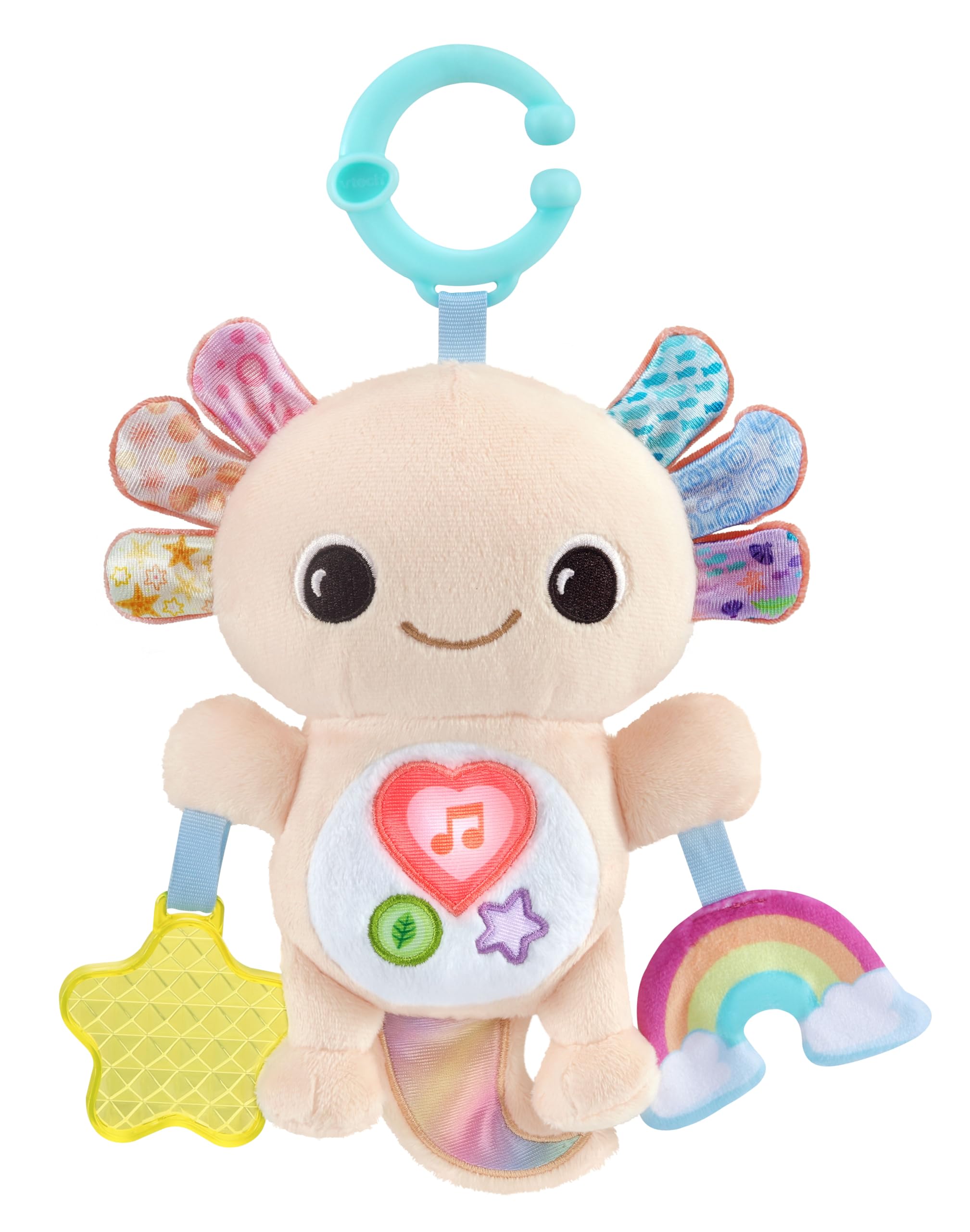 VTech Baby Rainbow Lights Axolotl - Interactive Musical Toy with Light-Up Heart & Crinkly Rainbow, 3 Months+
