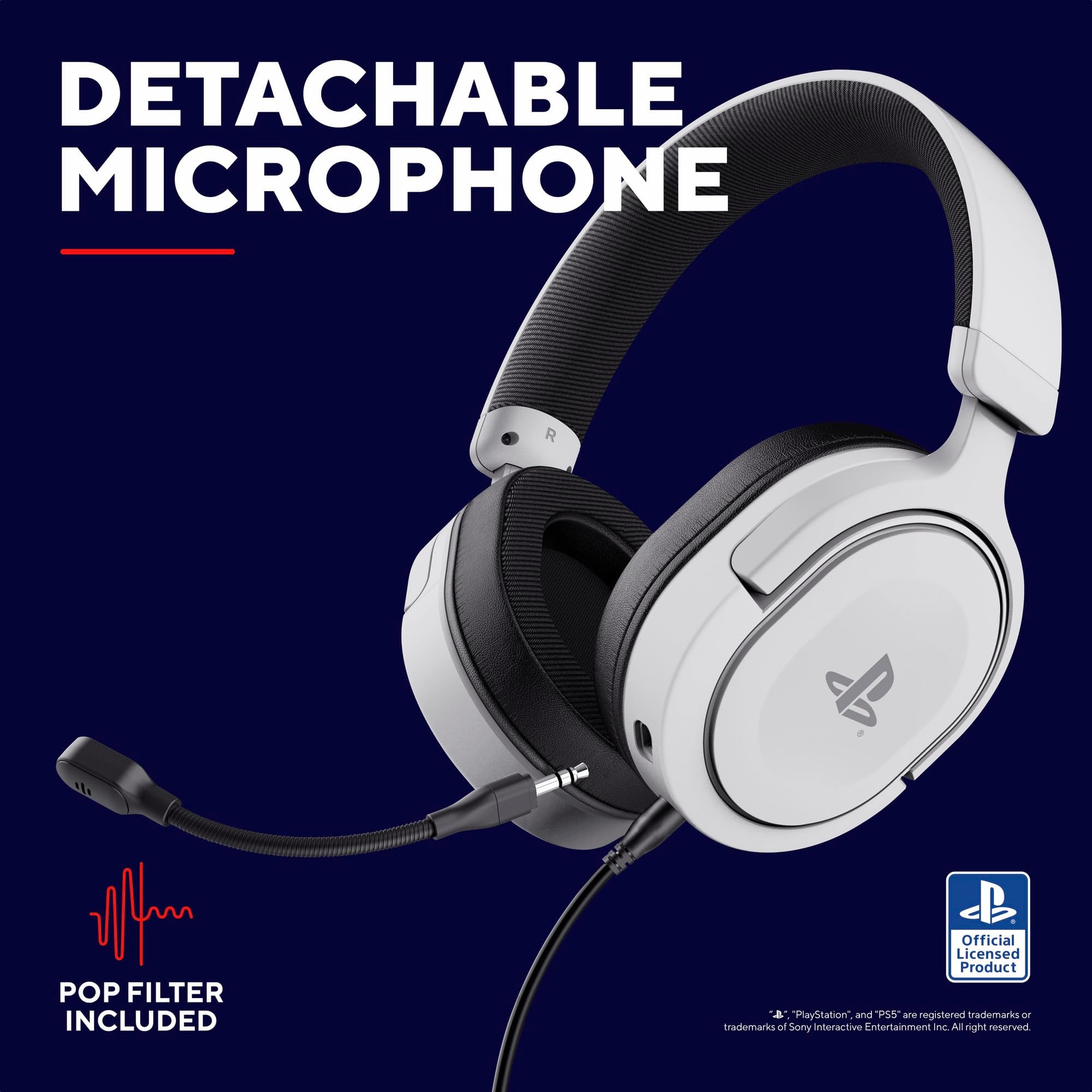 Trust Gaming GXT 498W Forta Officially Licensed PS5 Gaming Headset with 50mm Drivers & Detachable Mic 6