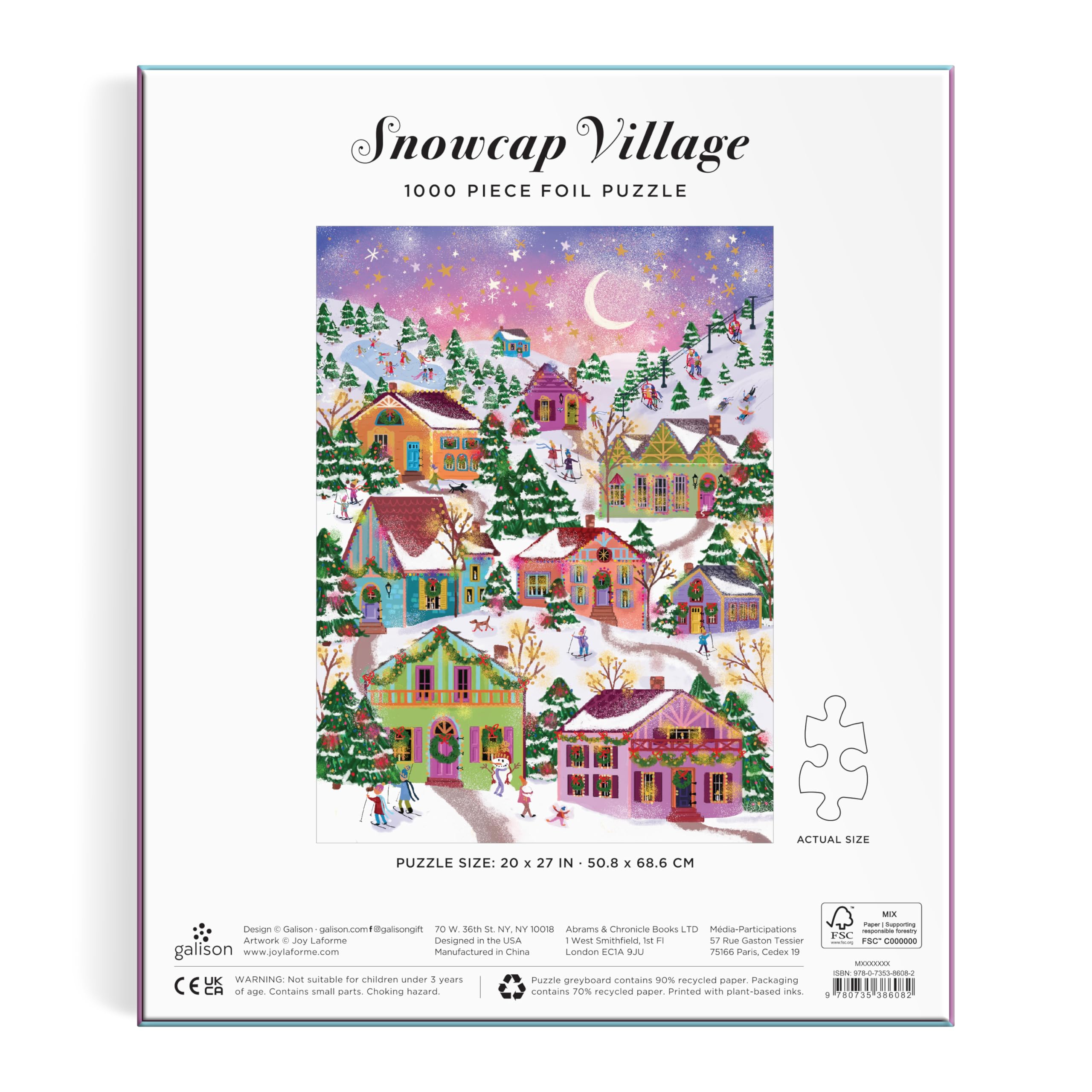 Galison Snowcap Village - 1000 Piece Foil Puzzle by Joy Laforme 9