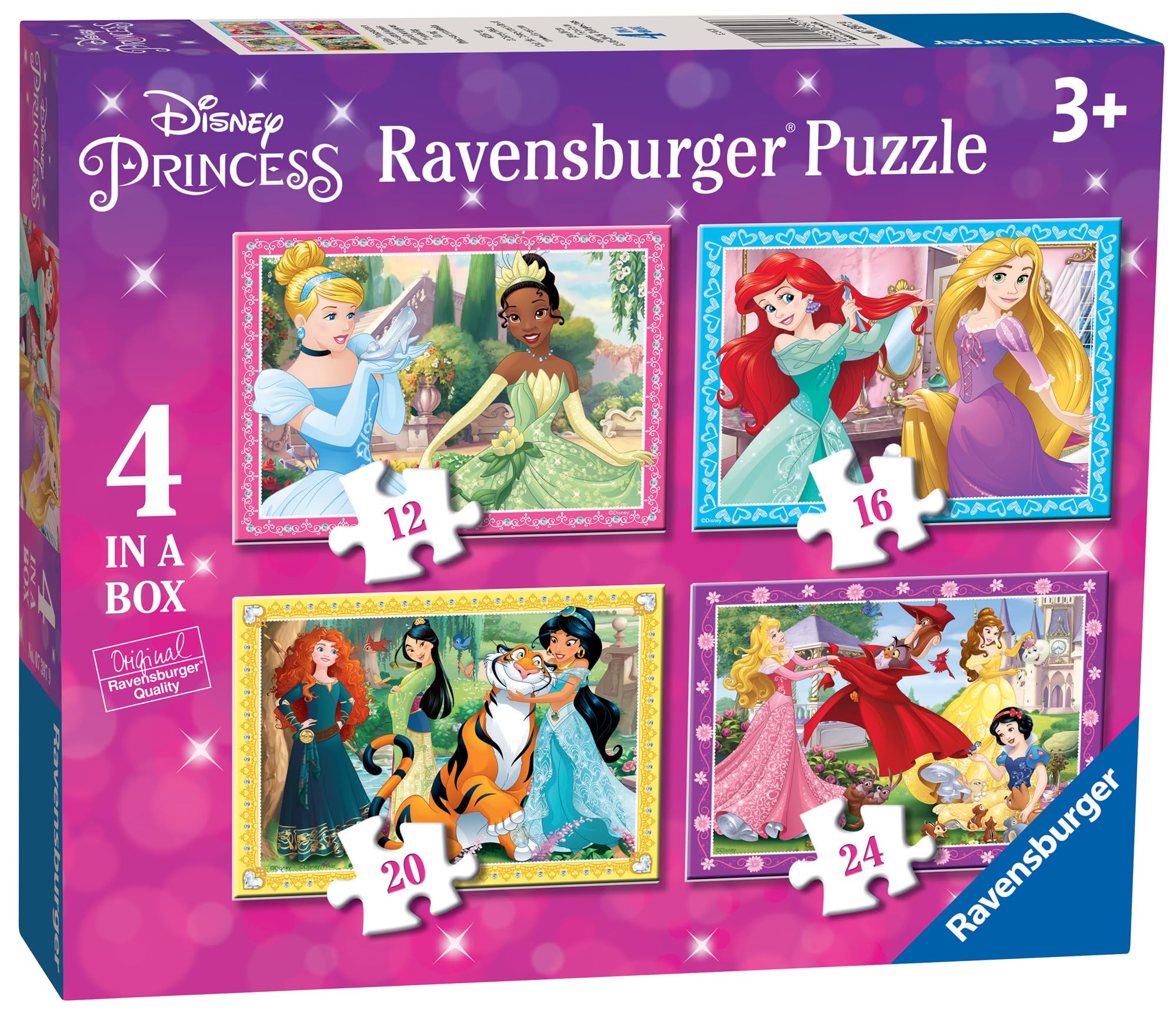 Ravensburger Disney Princess 4-in-1 Puzzle Set - 12, 16, 20, 24 Piece Jigsaw Puzzles for Kids