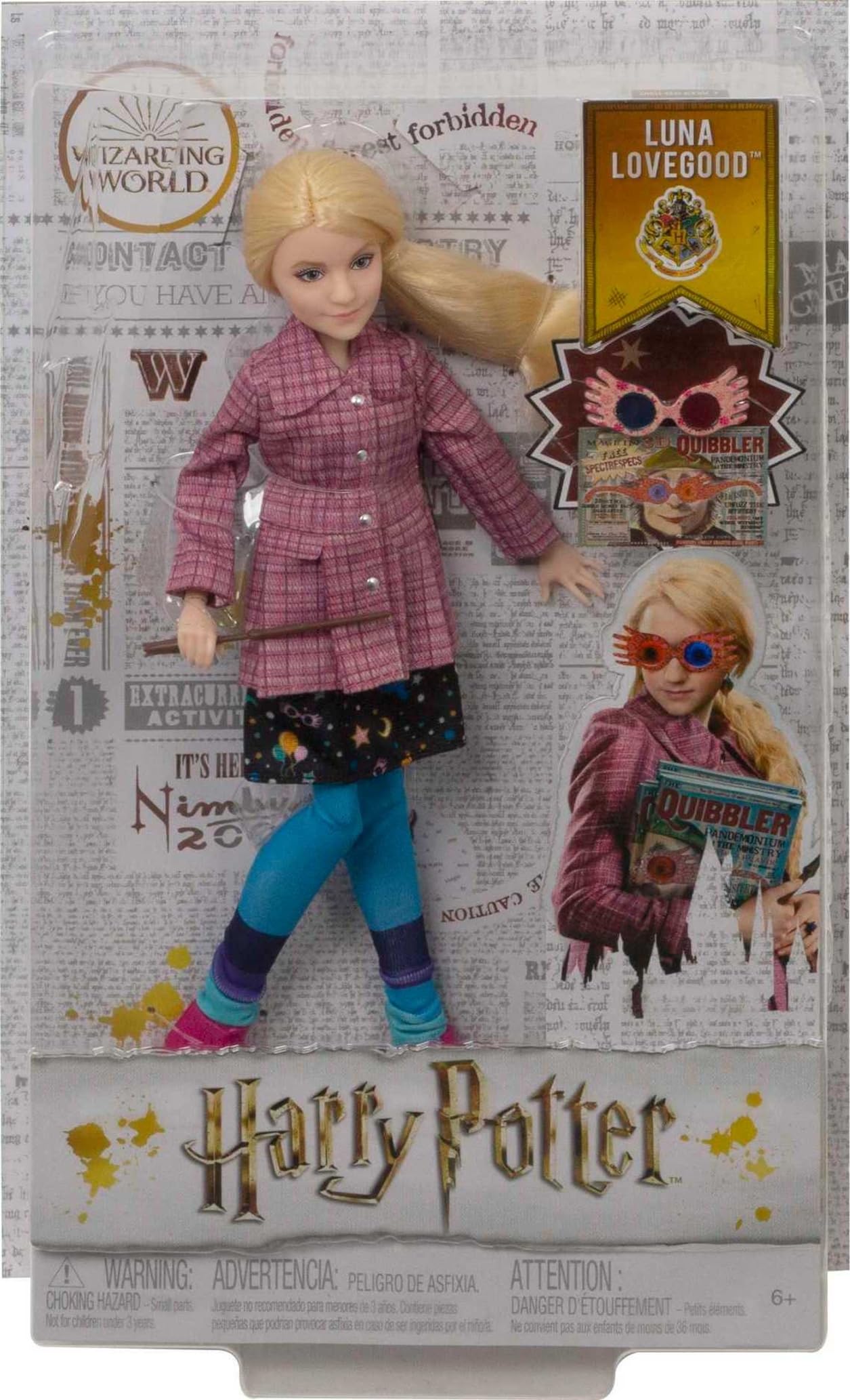 Harry Potter Luna Lovegood Collectible Doll - 10-inch Poseable Figure with Quibbler, Spectrespecs & Wand, Ages 6+ 6
