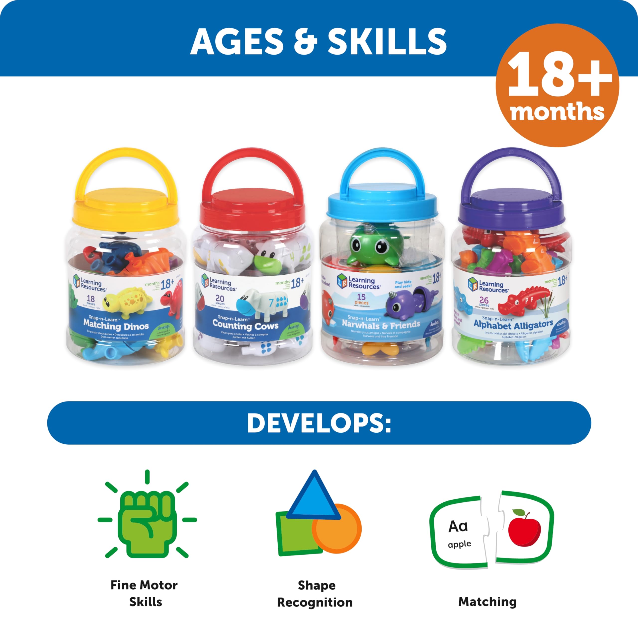 Learning Resources Snap-n-Learn Matching Dinos - Educational Toddler Puzzle for Ages 18 Months+ 13