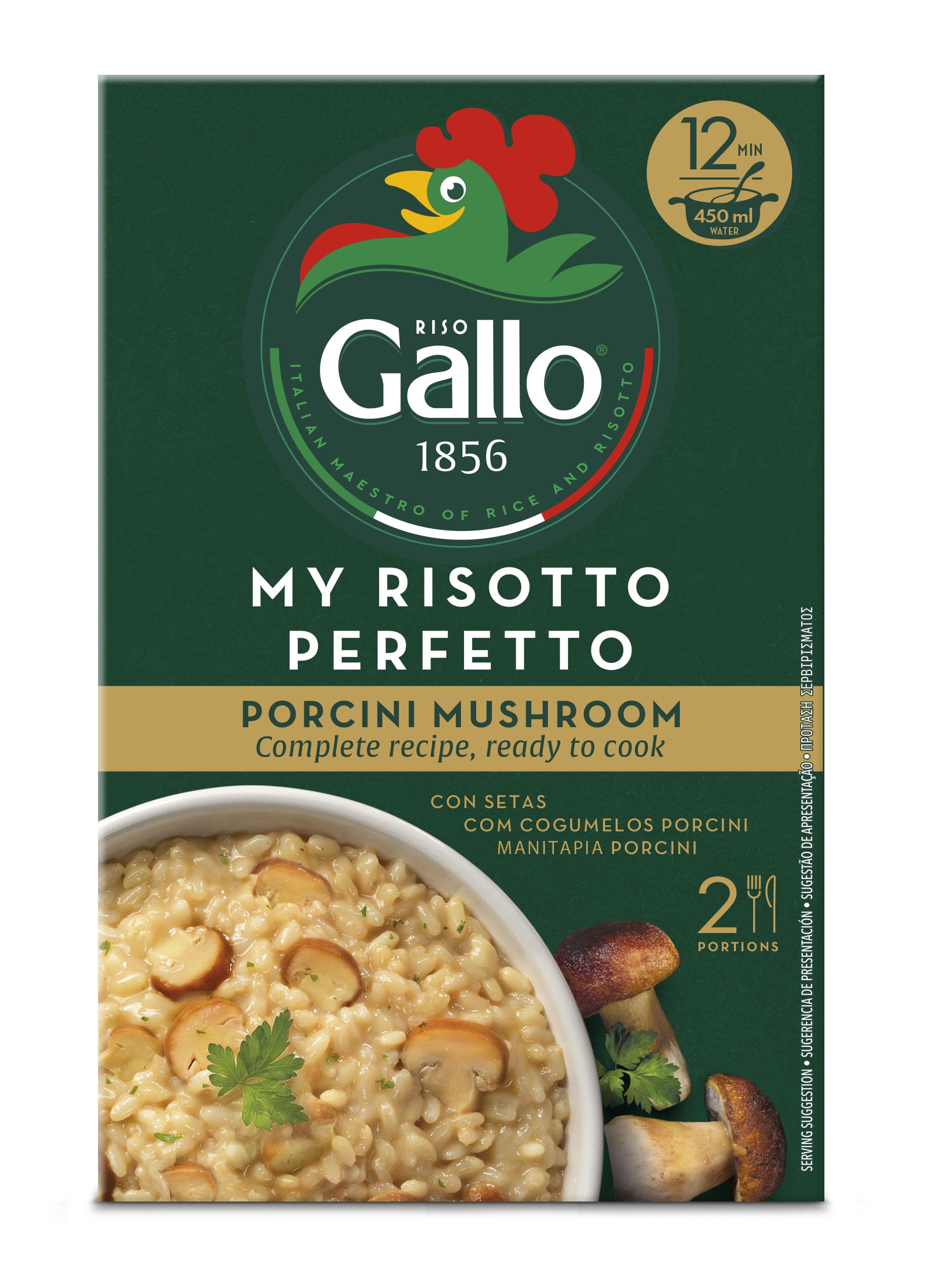 Riso Gallo My Risotto Perfetto Vegan Porcini Mushroom Ready-to-Cook Rice Mix | 175g Pack of 6