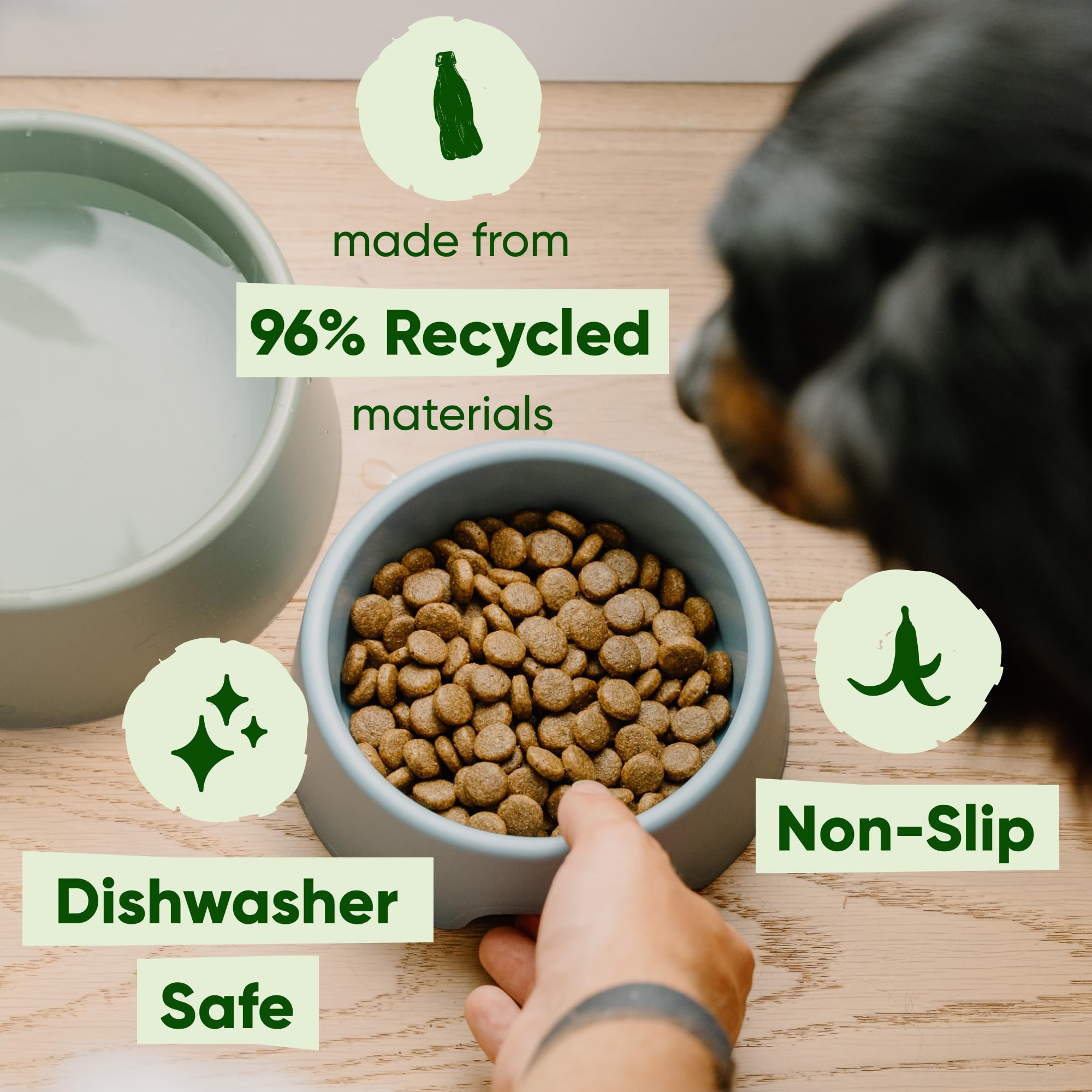 Beco Dog Bowl - Steady, Non-Slip, Recycled Plastic | Small Size | Navy Blue