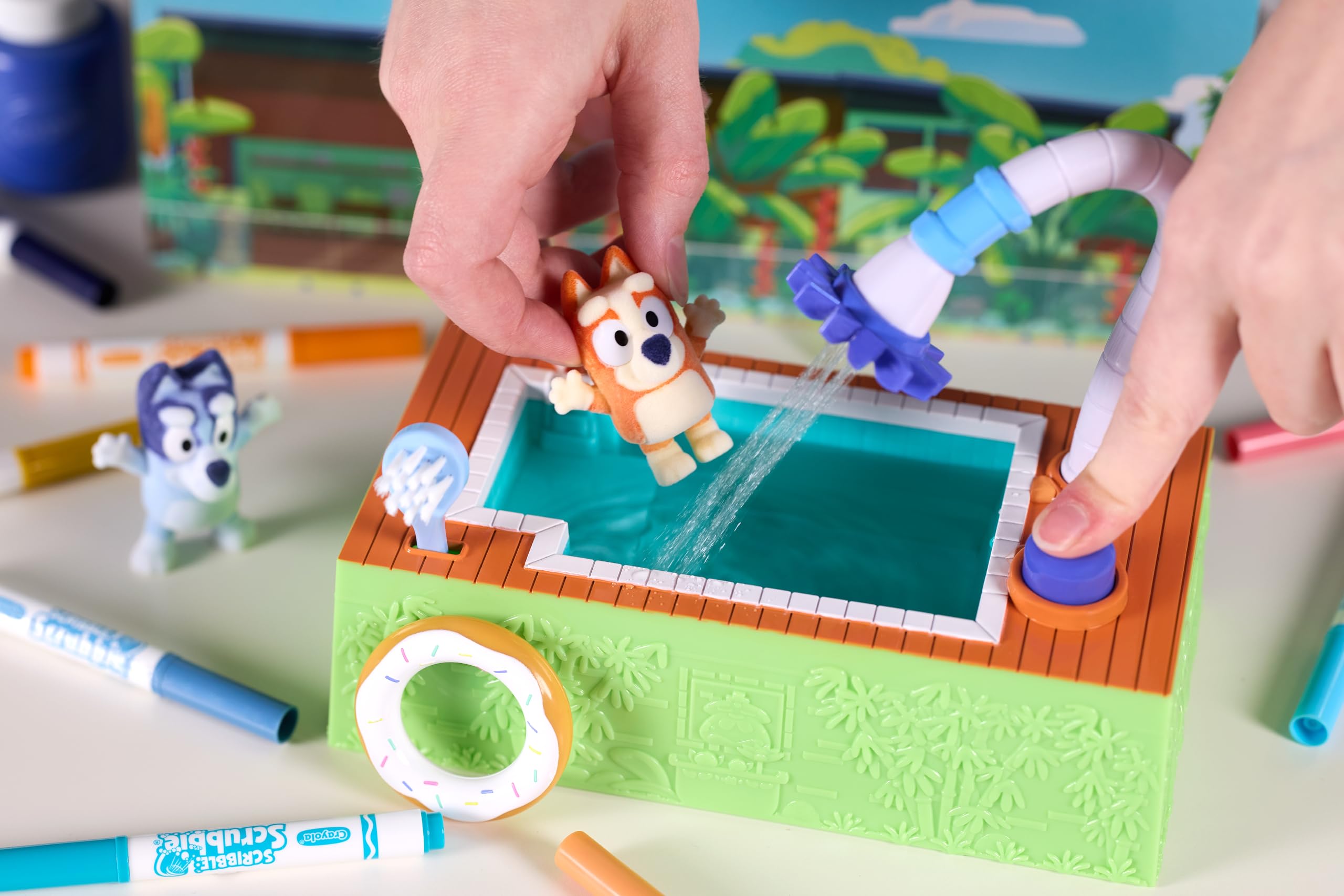 Crayola Scribble Scrubbies Bluey Poolside Playset - 4 Washimals, Includes Bluey Characters, Washable Markers 5