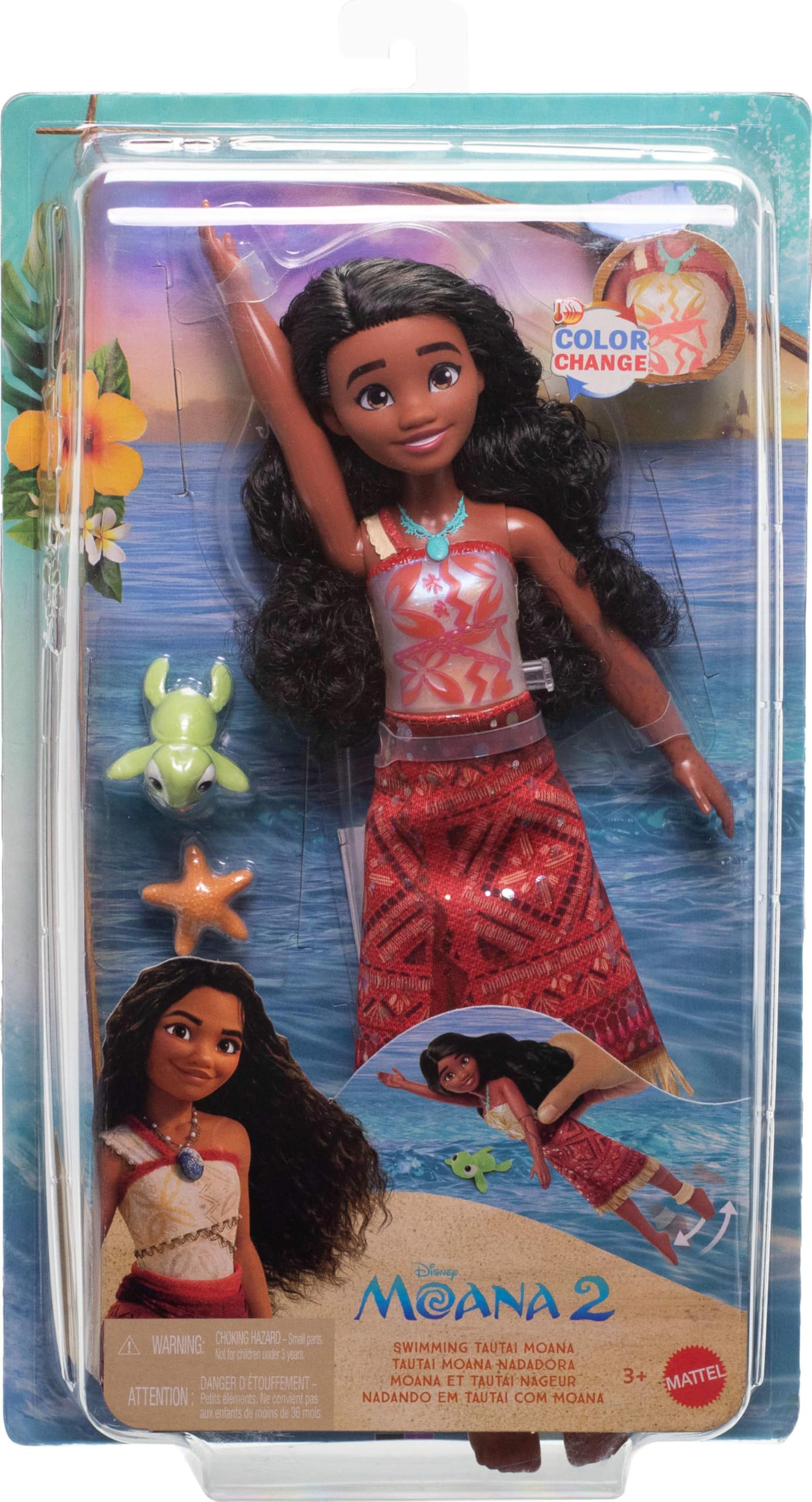 Swimming Tautai Moana Fashion Doll - Color-Change Bodice & Kicking Legs, Inspired by Disney Moana 2, Ages 3+ 12