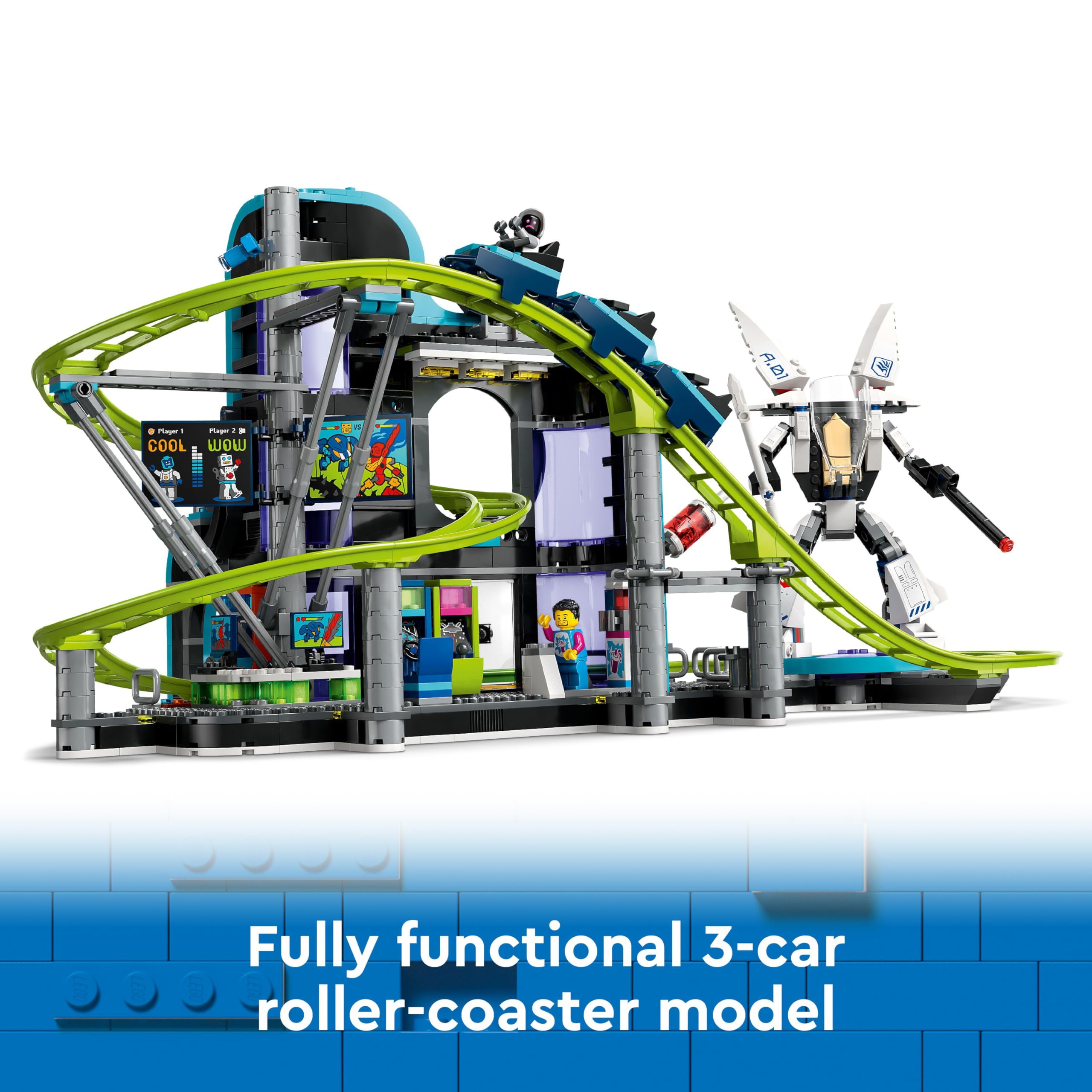 LEGO City Robot World Roller-Coaster Park Set 60421 - Building Toy with Mech, Arcade & Minifigures 10