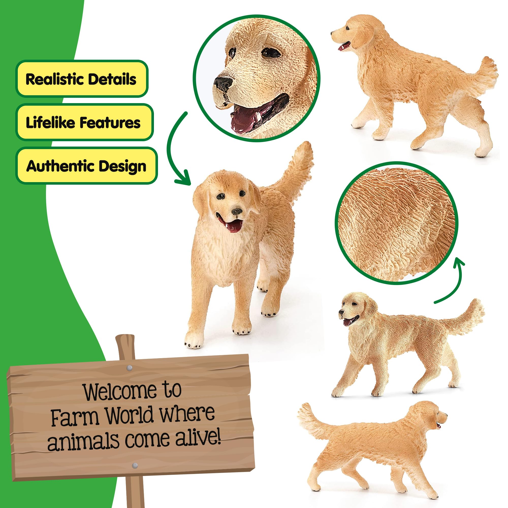 Schleich 16395 Farm World Golden Retriever Female Figurine - Realistic Animal Toy for Ages 3+ 5