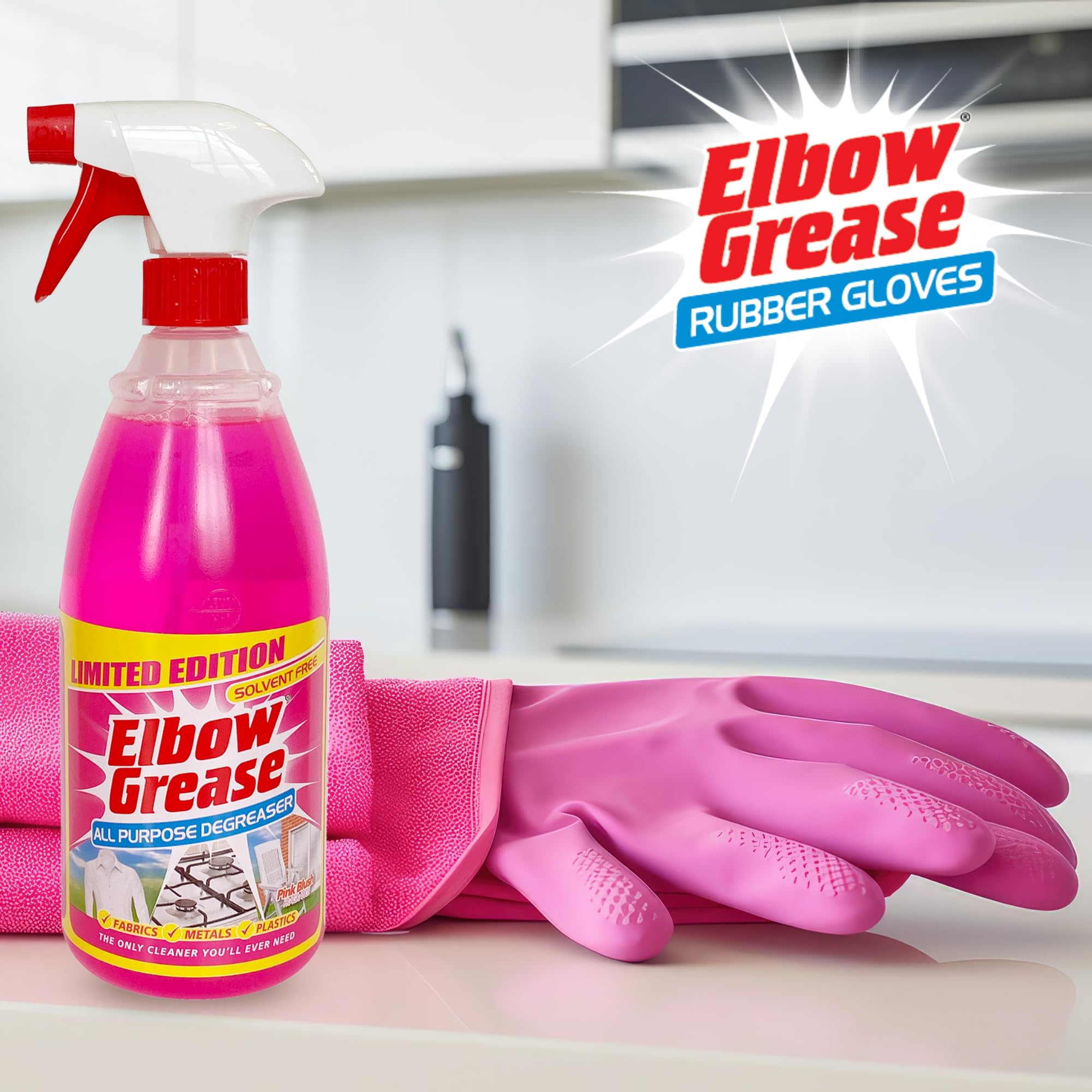 Elbow Grease - Pink Rubber Cleaning Gloves | Super Strong, Cotton Lined, Non-Slip Grip 7