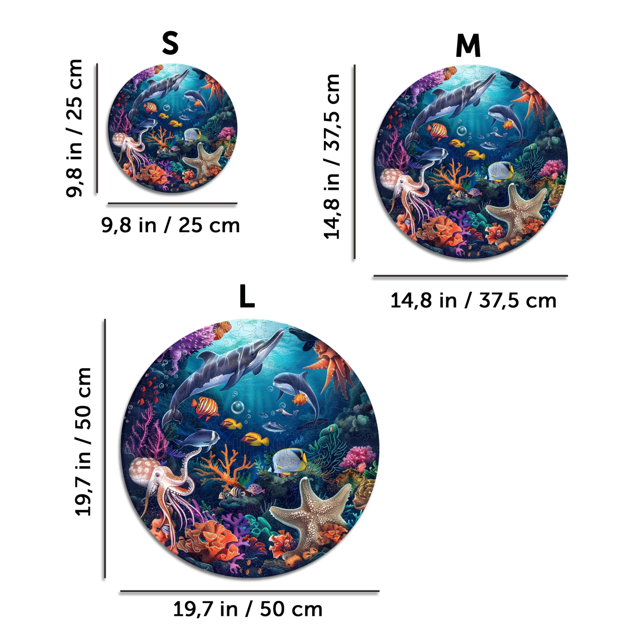 Iconic Puzzles - Sea & Fantasy Animals Wooden Puzzle, 200 Pieces, Ages 14+ 3