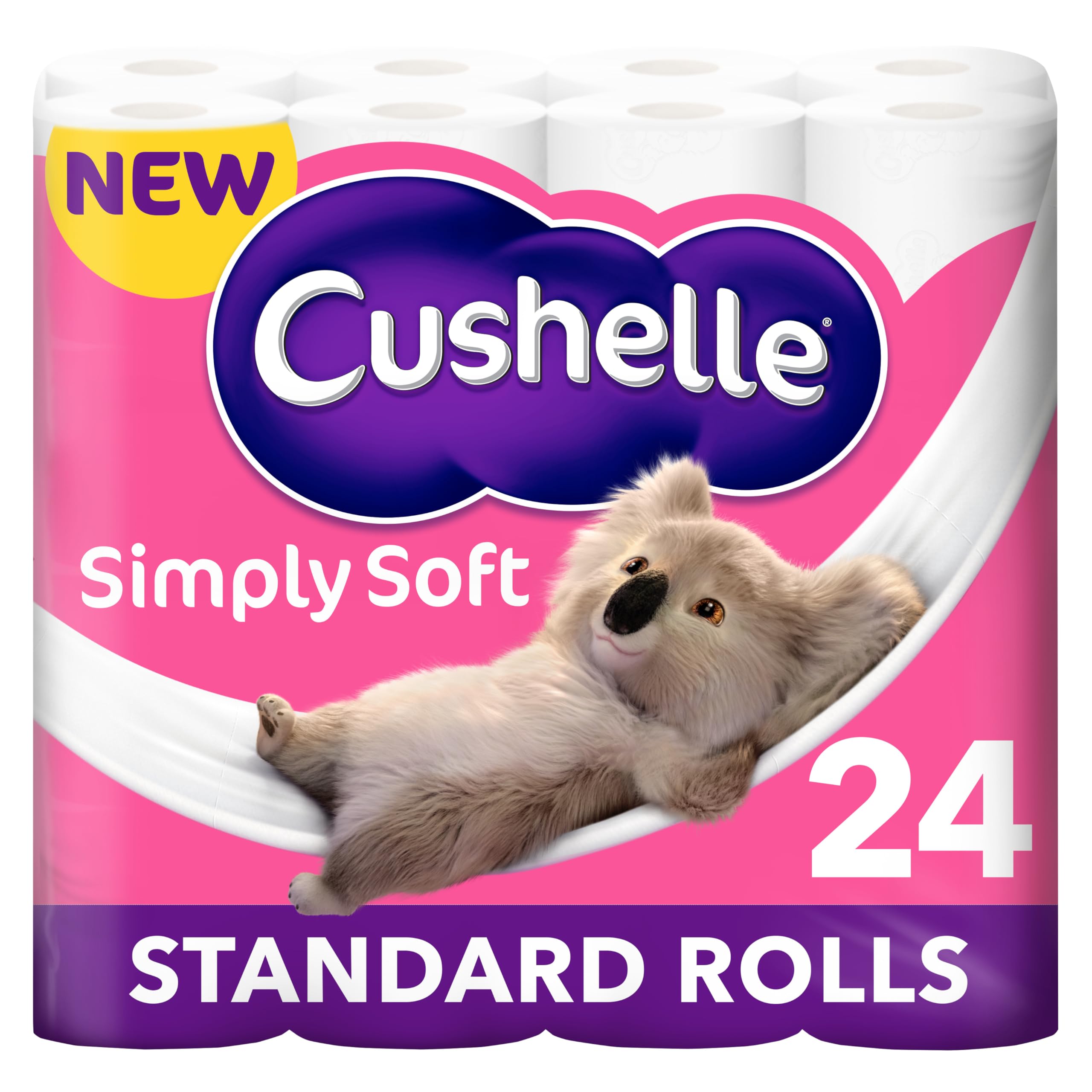 Cushelle Simply Soft Toilet Roll - 24 Standard Rolls, 2-Ply Soft Tissue