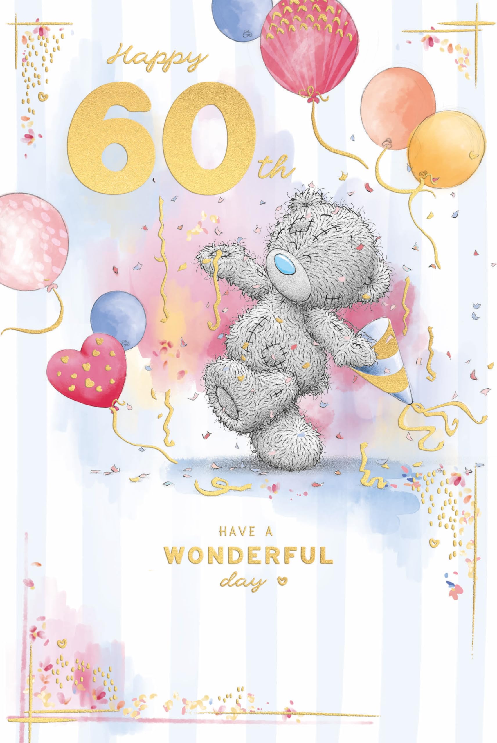 Me To You Tatty Teddy Luxury Gold Embellished 60th Birthday Card | 6 x 9 Inches